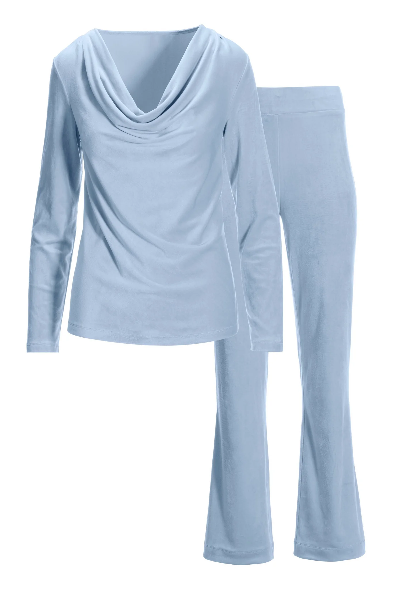 Velour Cowl Neck Set Kentucky Blue