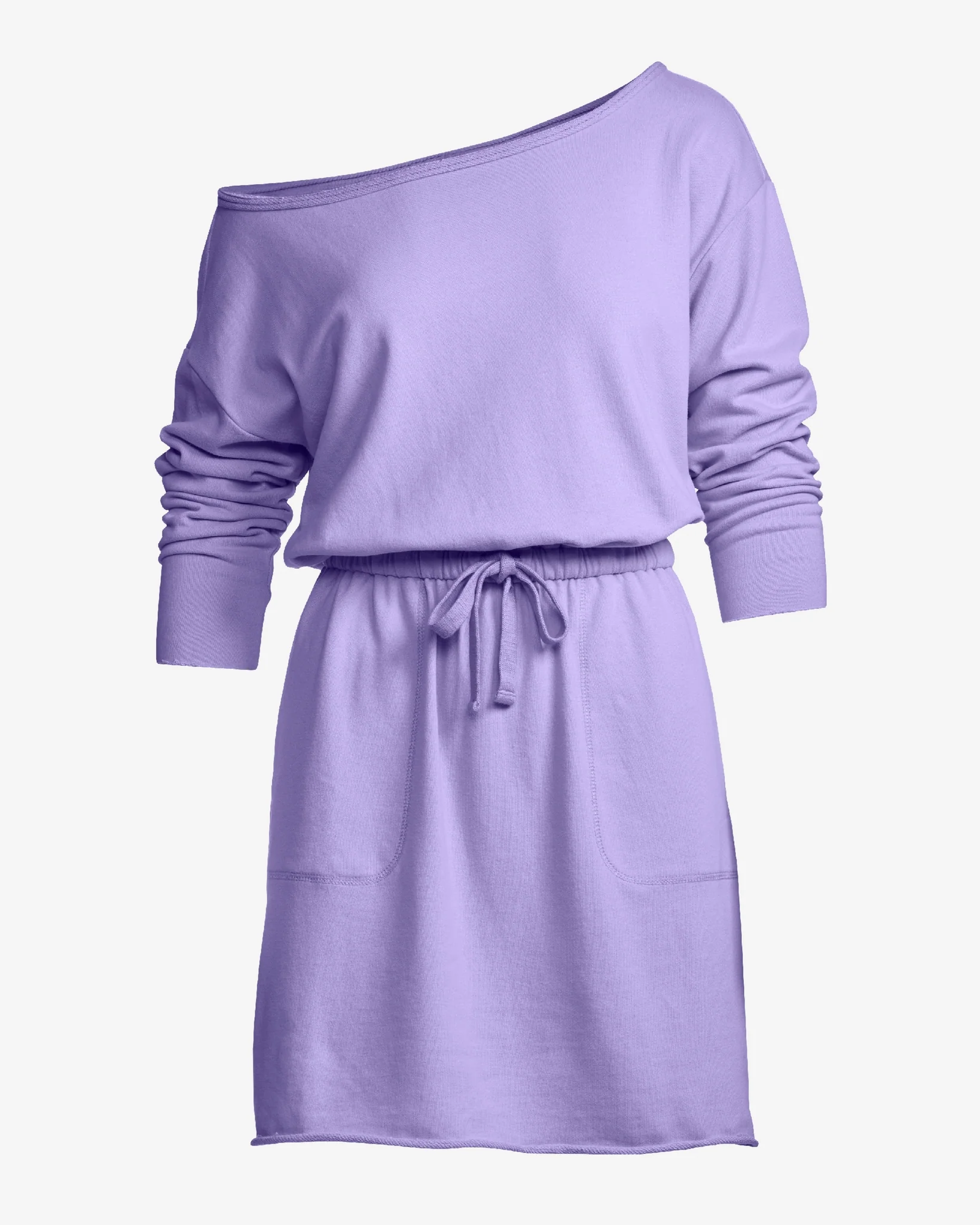 Cotton Comfort Slouchy Drawstring Sport Dress Lavender
