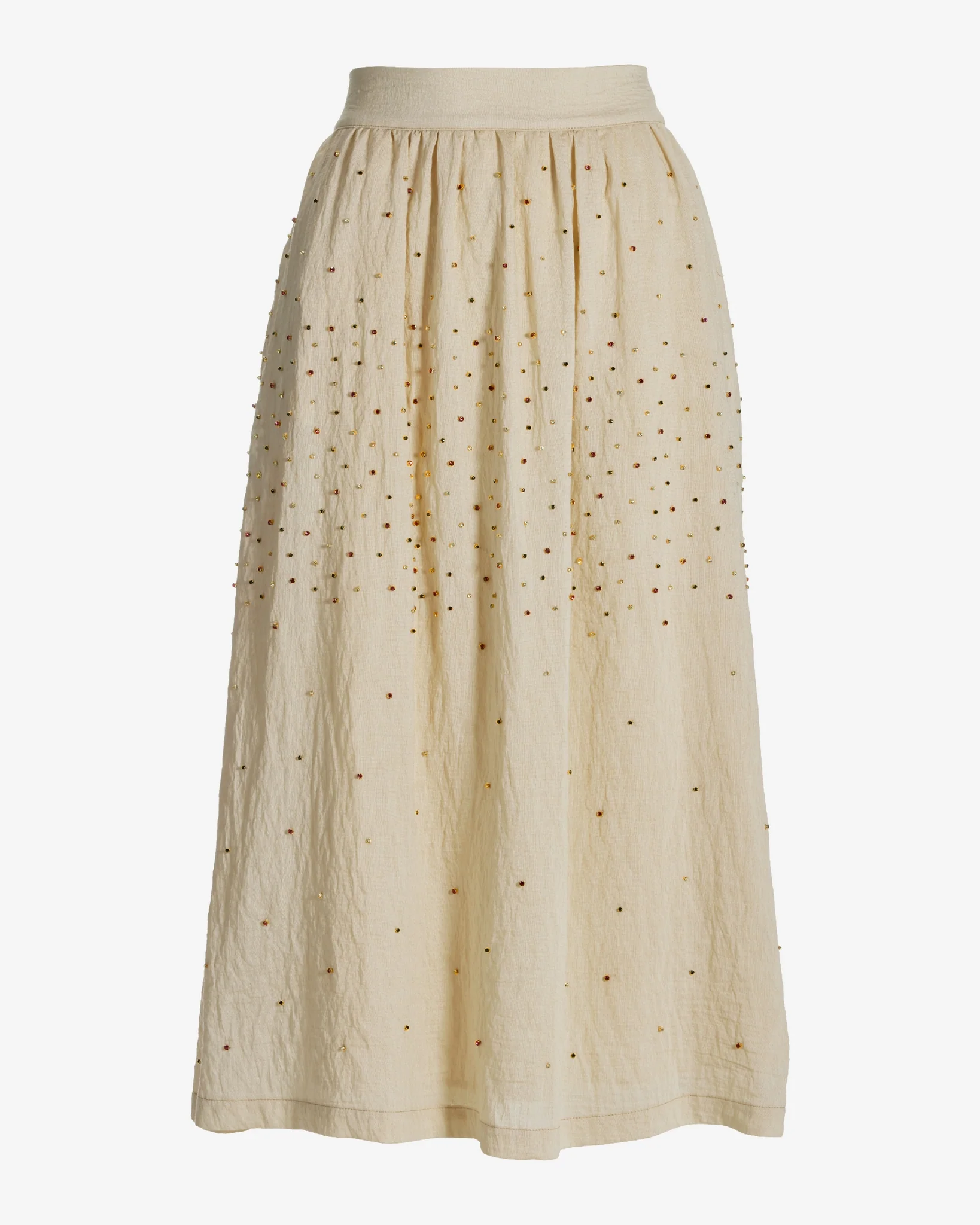 Crystal Embellished Midi Skirt Tan