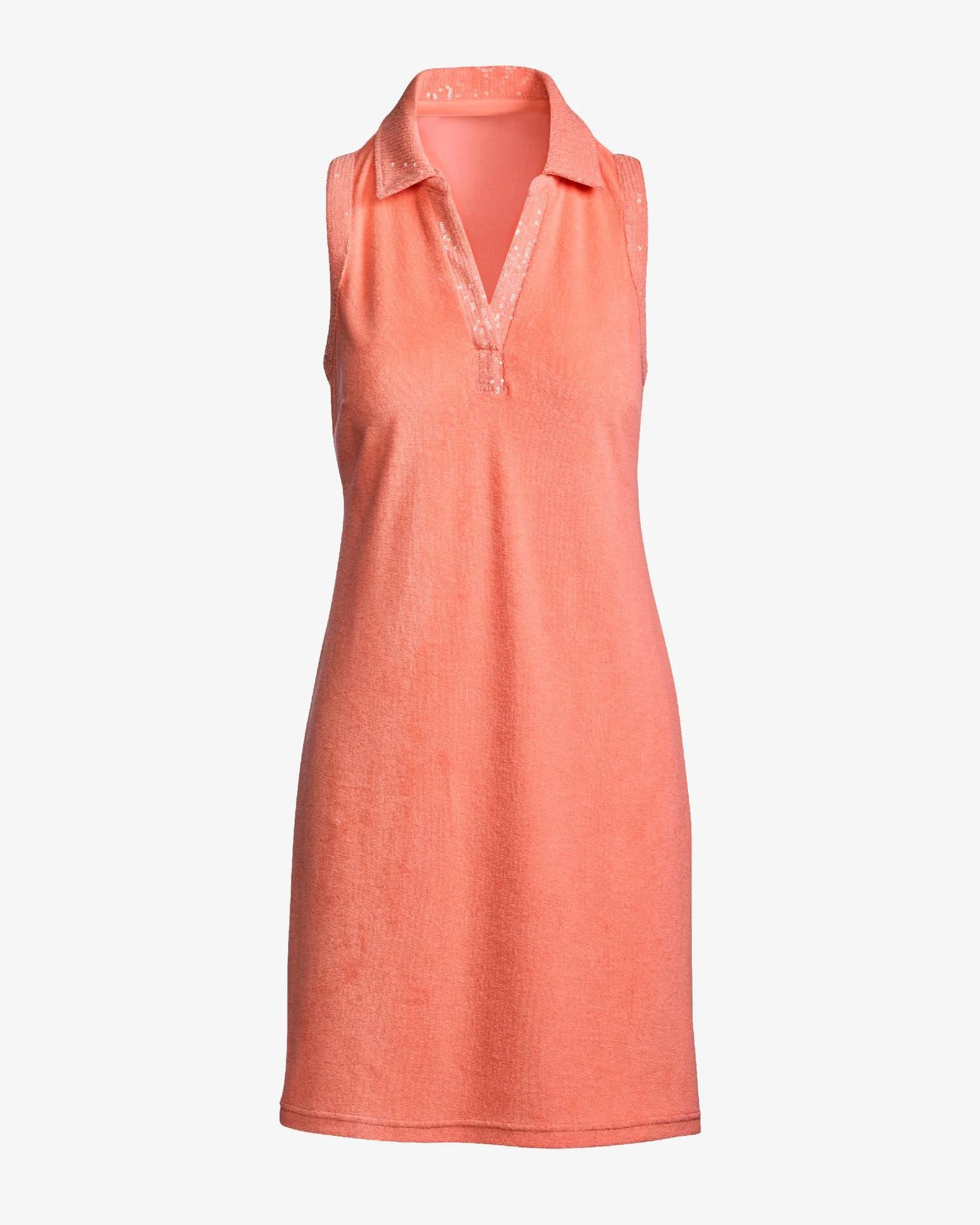 Beach Terry Collared Sequin Trim Dress Shell Pink