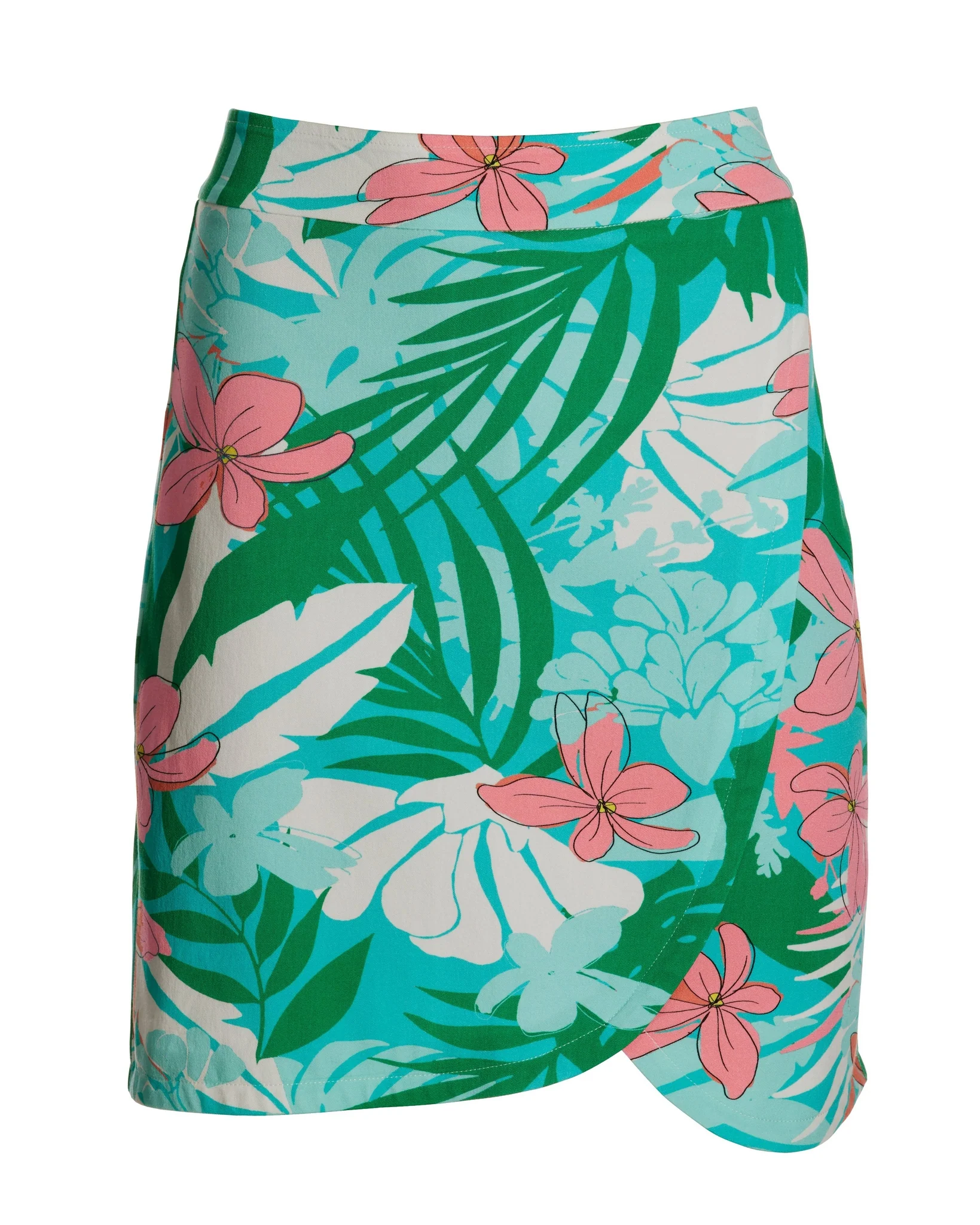 Floral Tropical Print Twill Pull-On Skort Multi