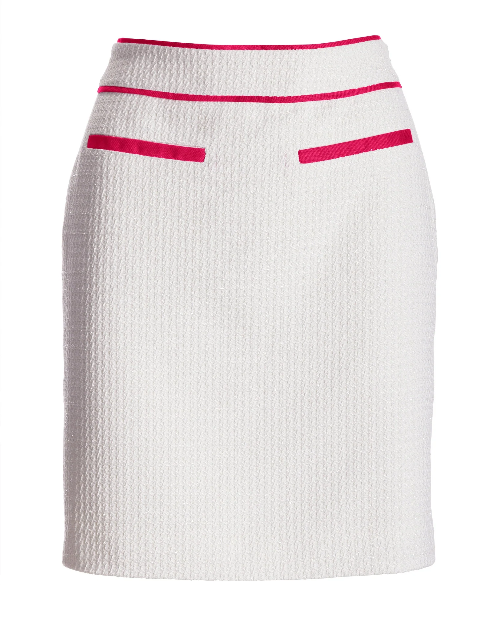 Contrast Trim Tweed Mini Skirt White/Pink