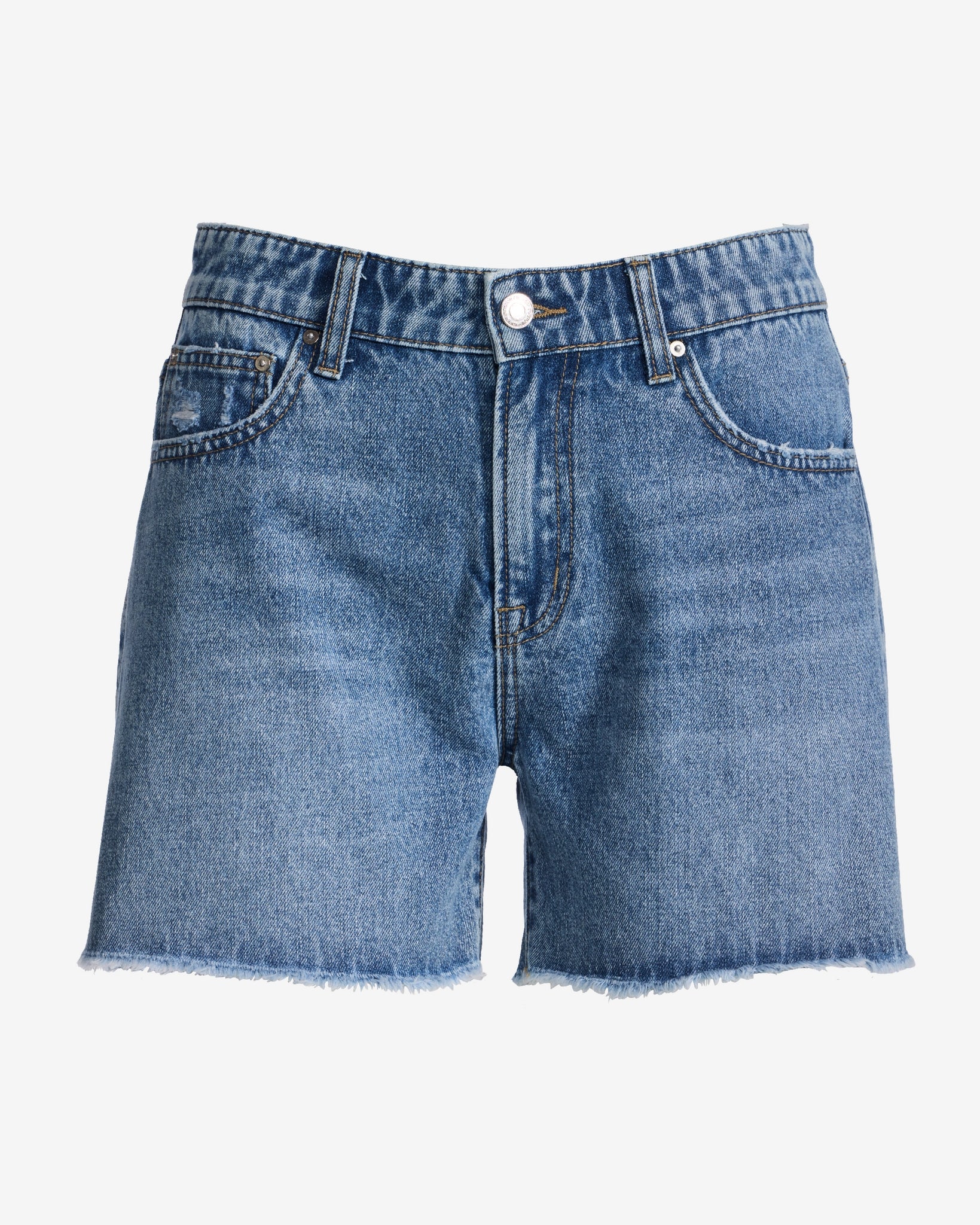 Relaxed cut off denim short Medium Wash