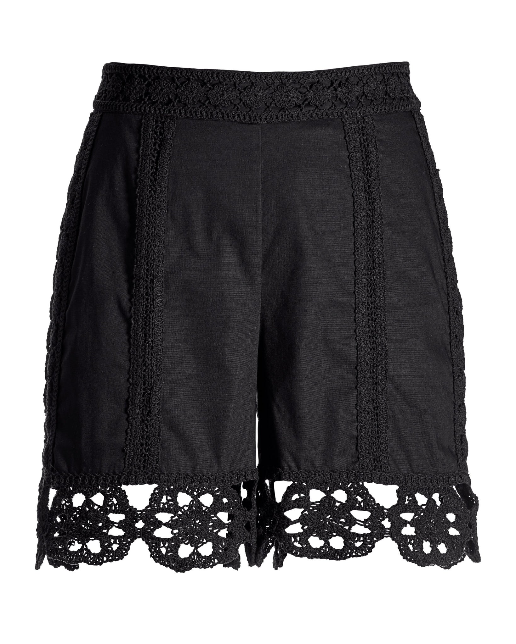 Crochet Hem Short Black