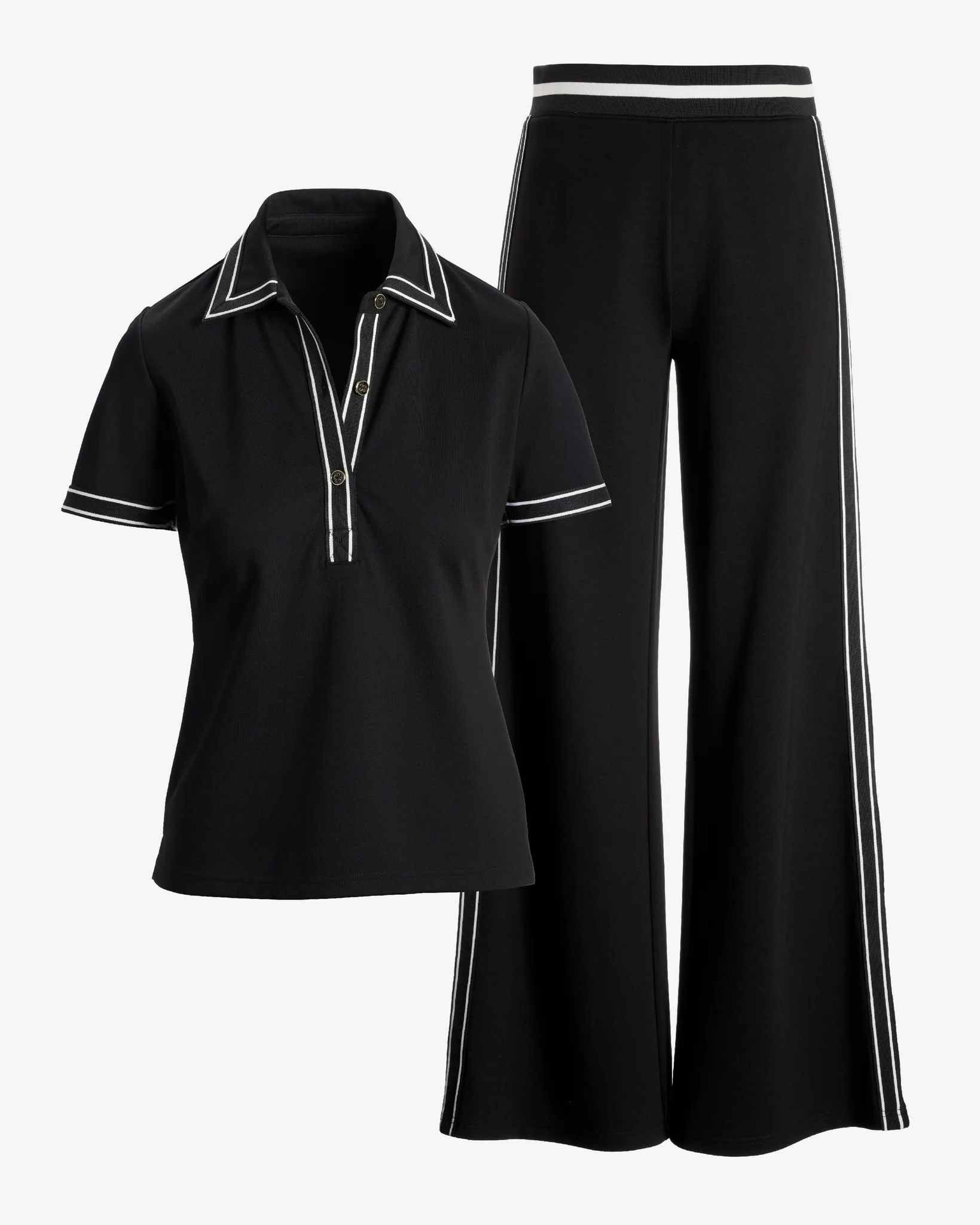 Stripe Polo Sport Set Black/White