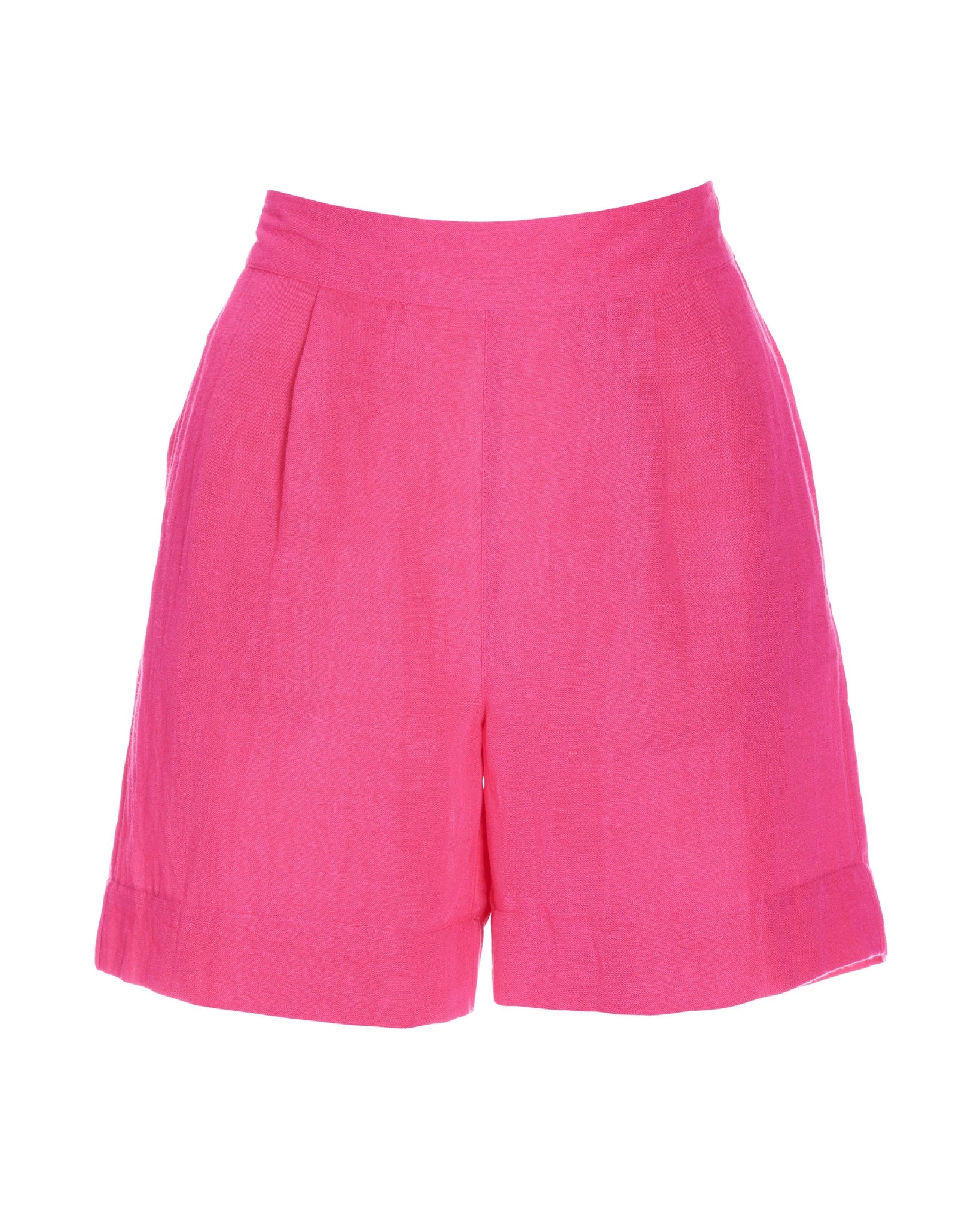 Effortless Pull-On Linen Short Shocking Pink