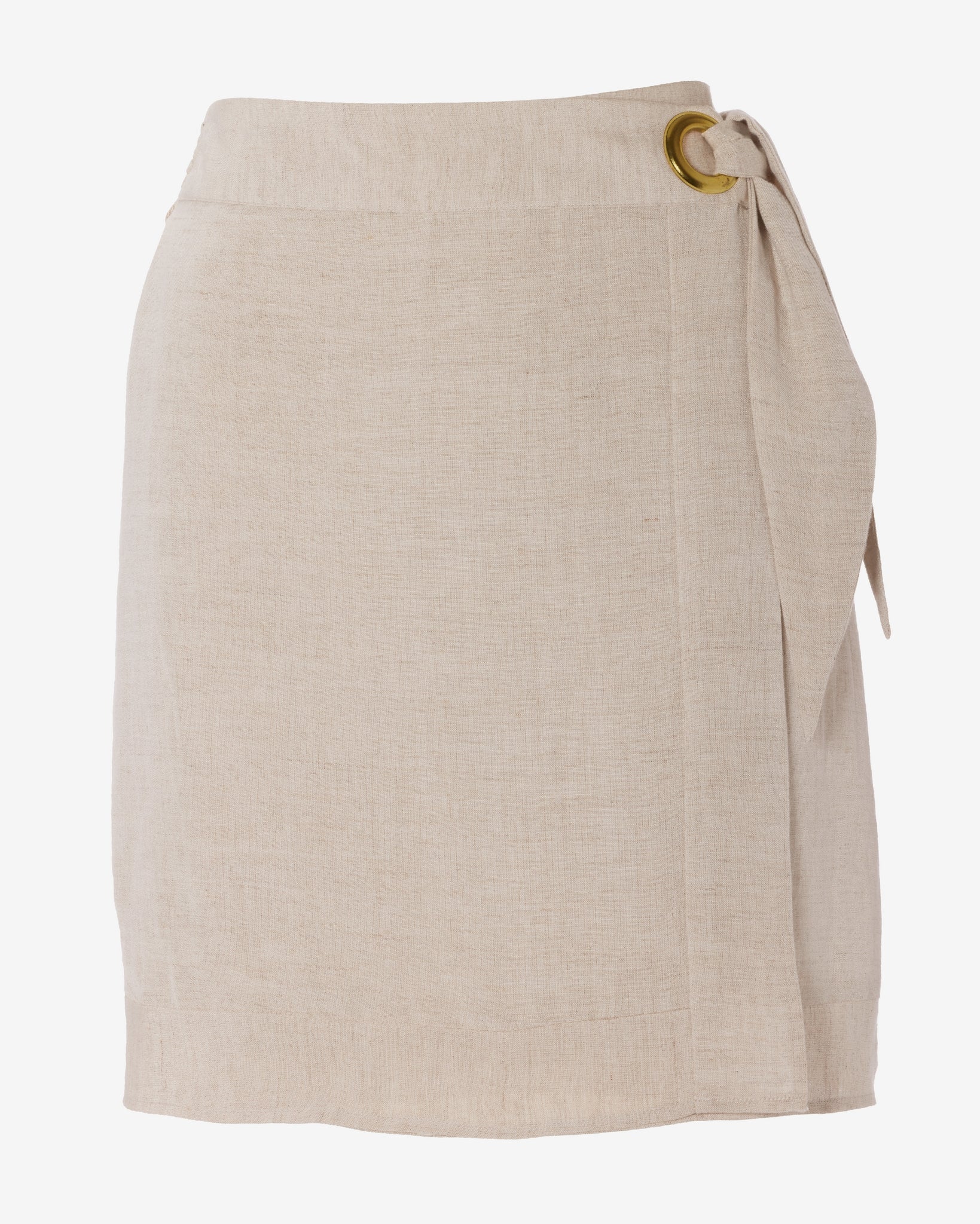 Linen Pull-On Wrap Skort Flax
