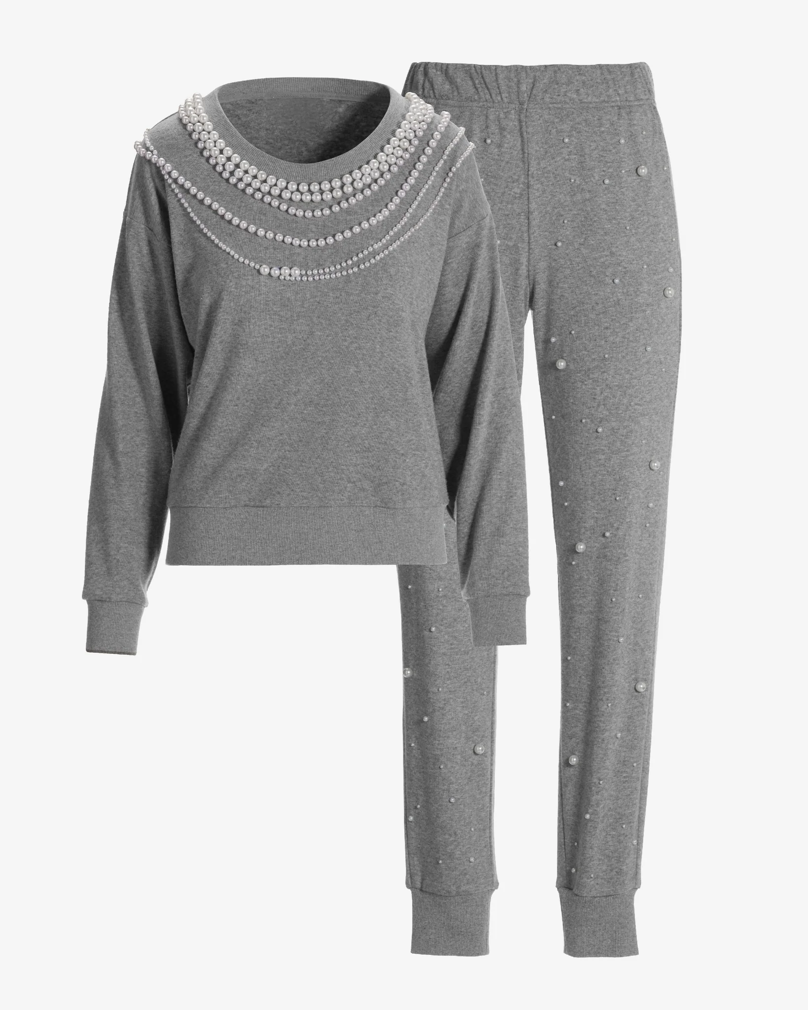 Pearl Necklace Lounge Set Medium Heather Gray