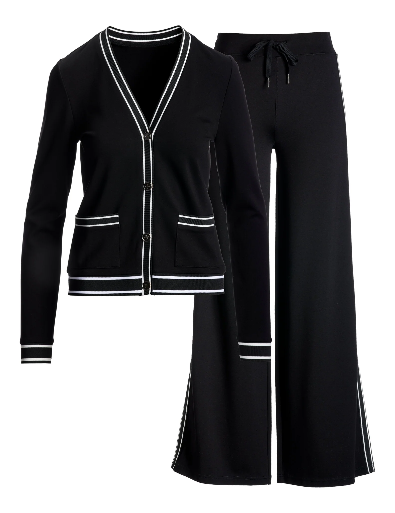 Racerstripe Jacket and Pant Set Black/White