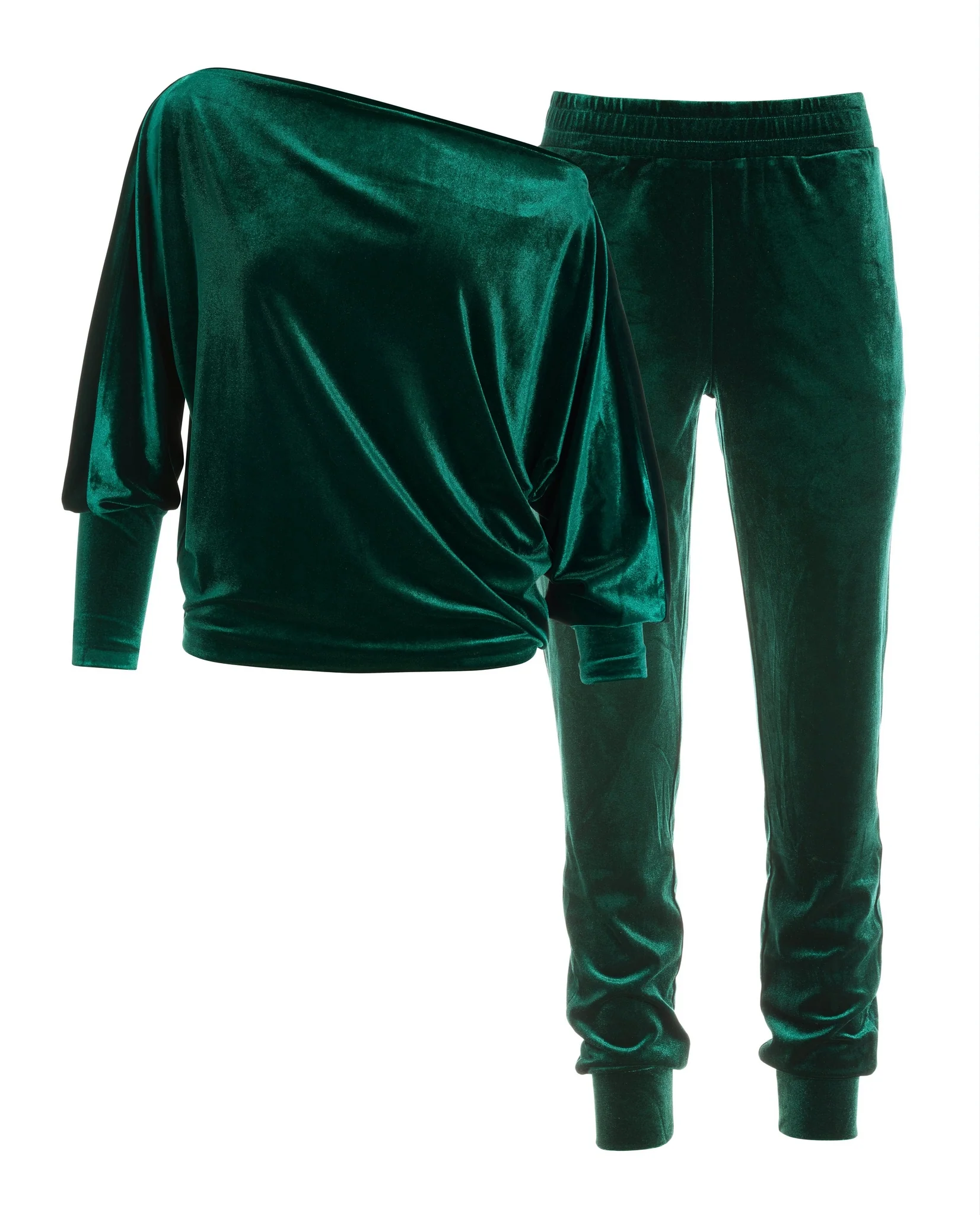Slouchy Velour Top & Jogger Set Deep Emerald