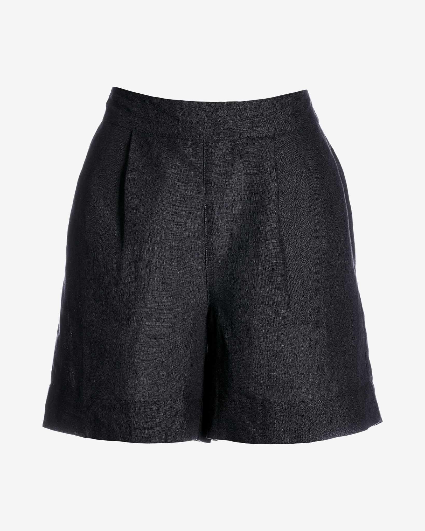 Effortless Pull-On Linen Short Black