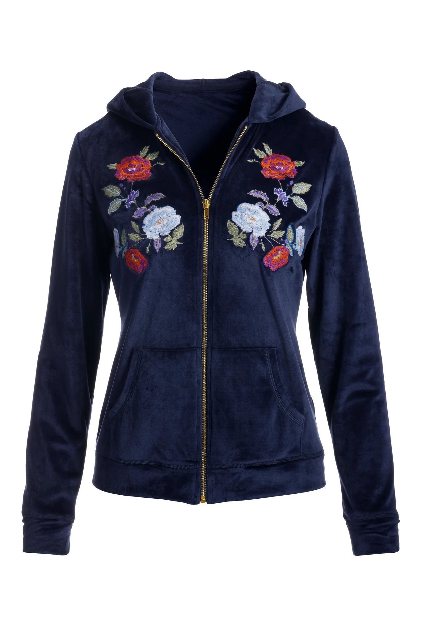 Embroidered Velour Jacket Navy Multi