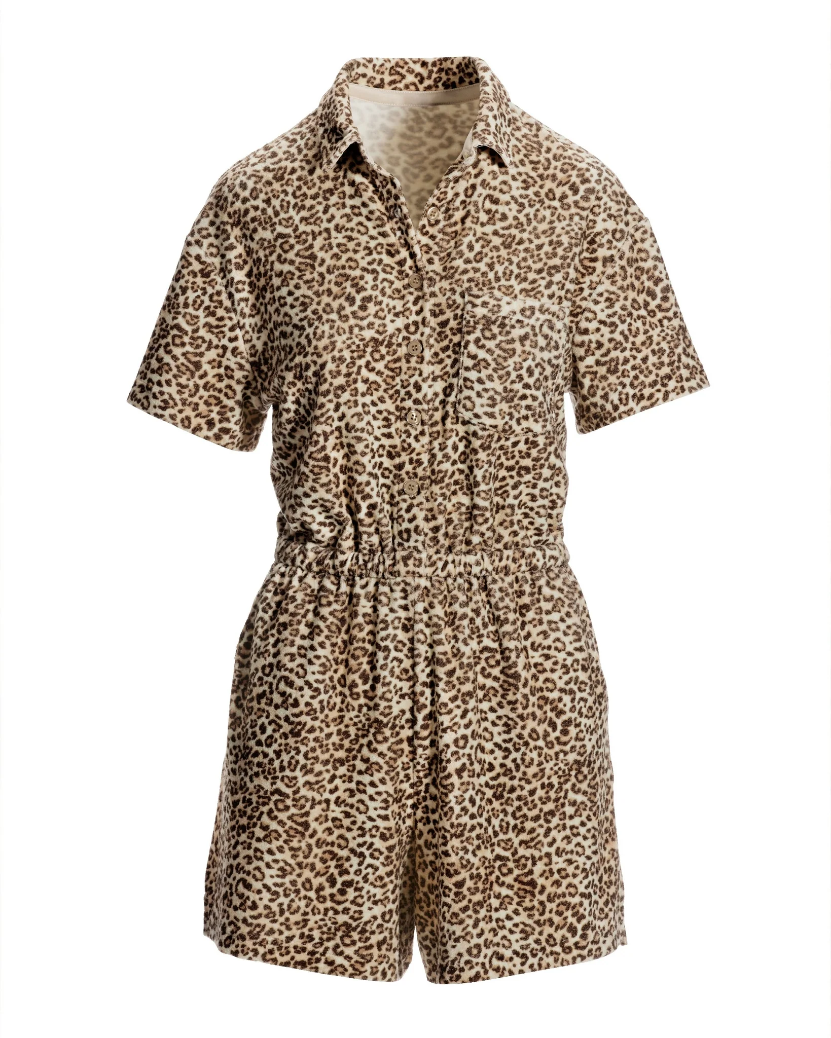 Beach Terry Mini Cheetah Printed Romper Brown