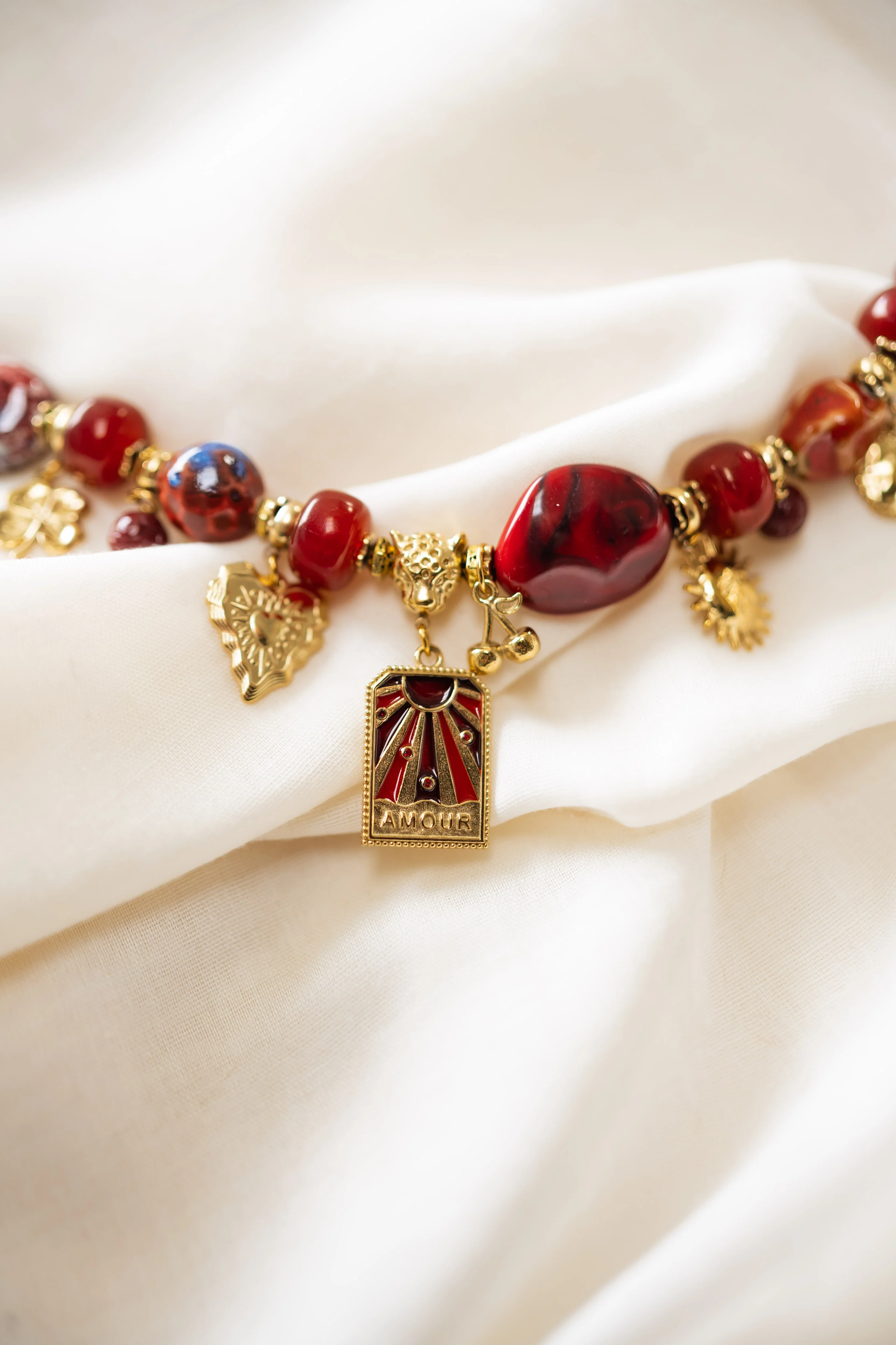 Burgundy and Gold Olpha Necklace