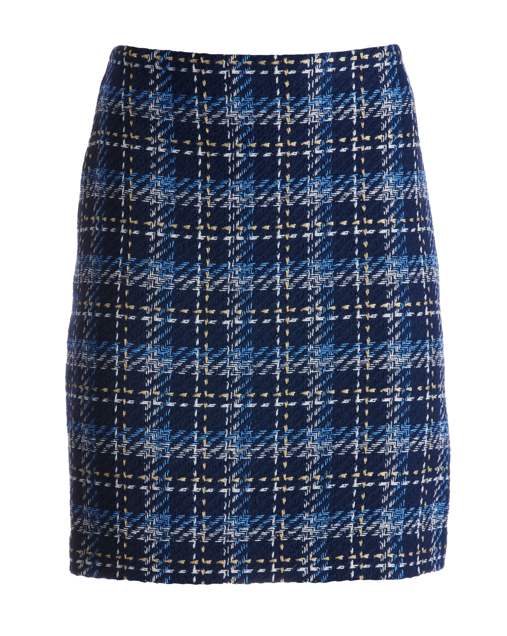 Plaid Tweed Mini Skirt Blue Multi