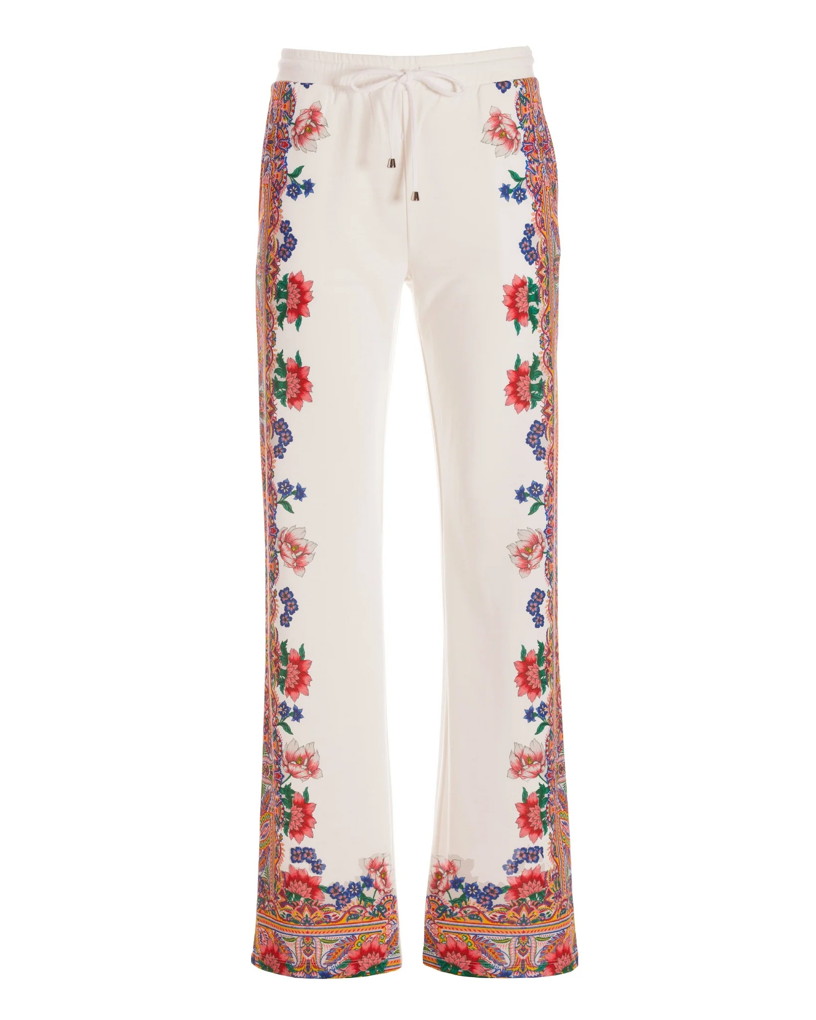 Paisley Print French Terry Wide Leg Pant Ivory Multi