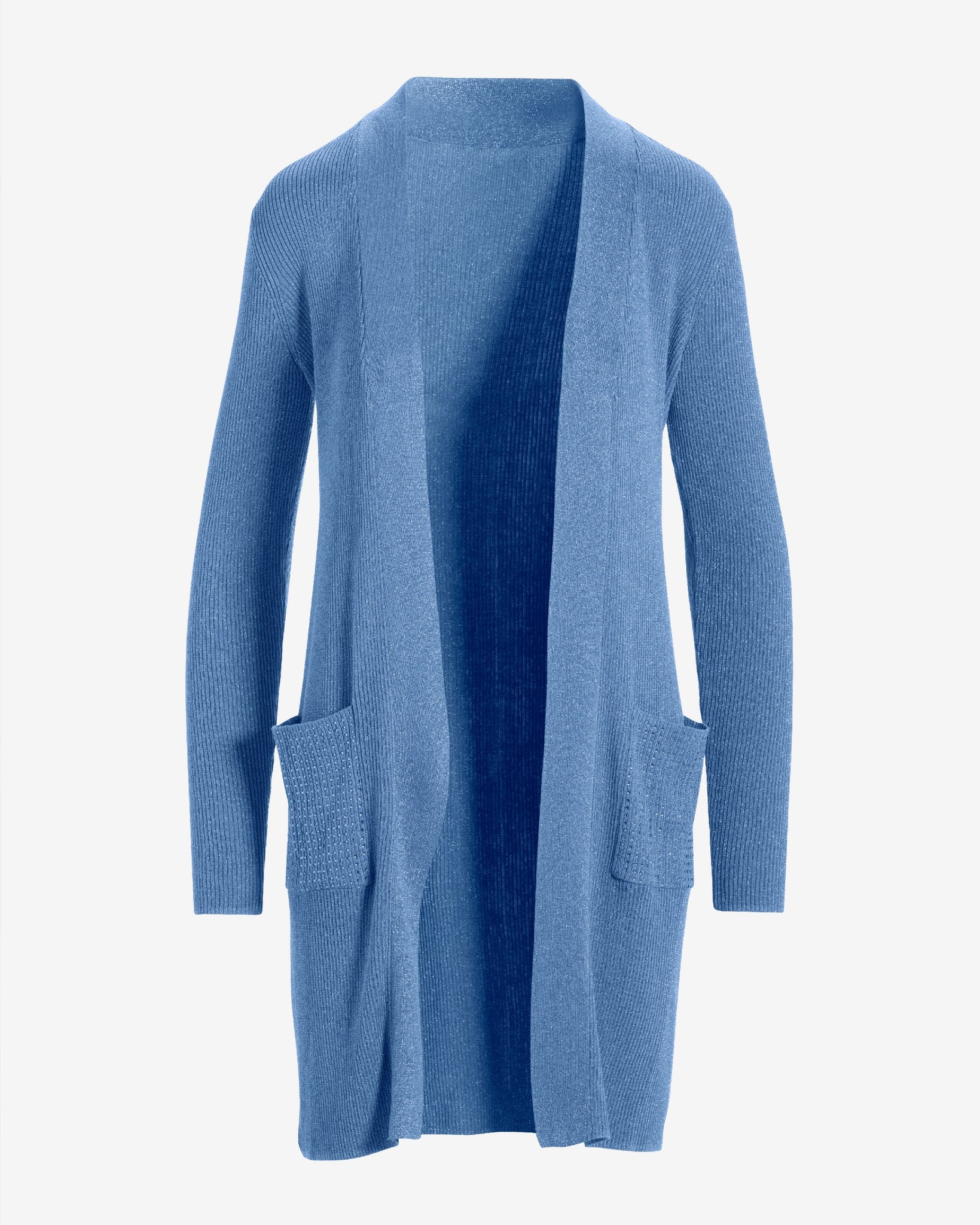 Rhinestone Pocket Lounge Cardigan Clear Blue Sky