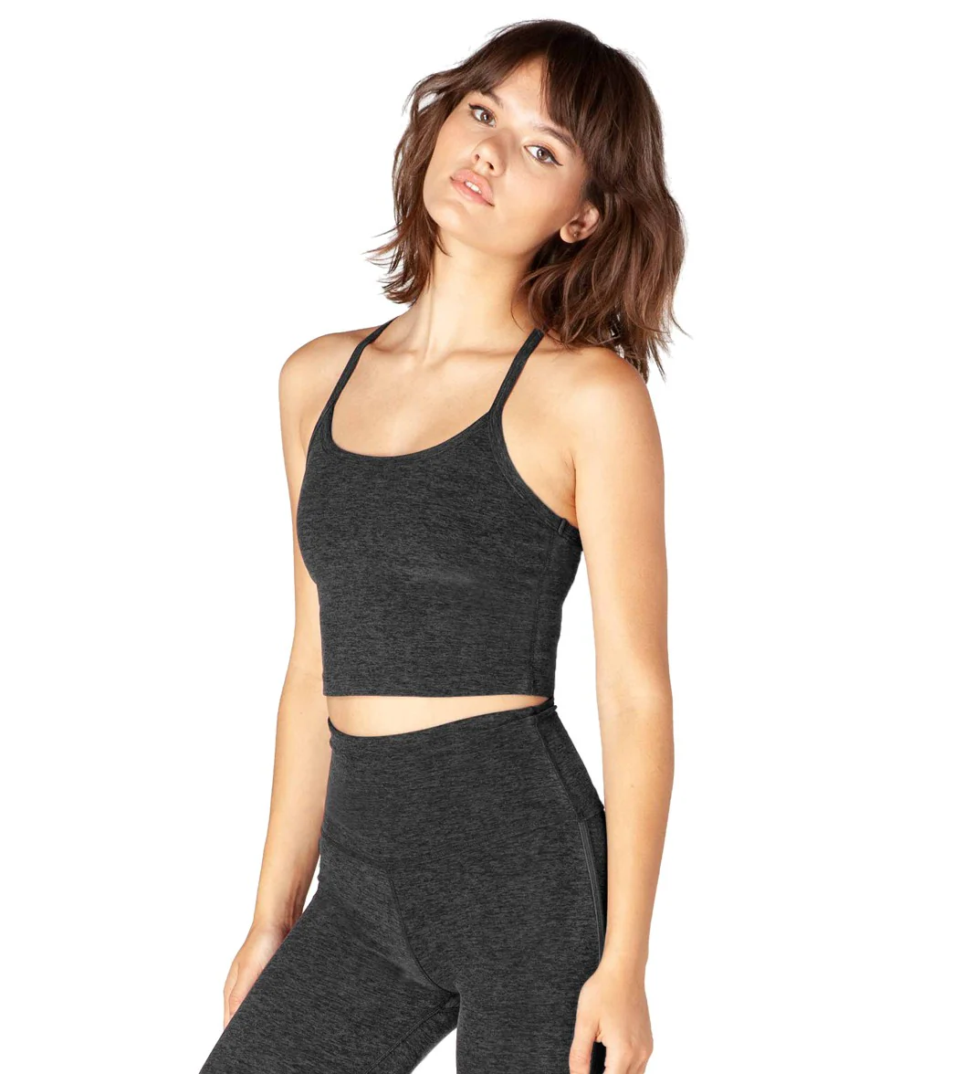 Beyond Yoga Spacedye Slim Racerback Cropped Tank Black/Charcoal