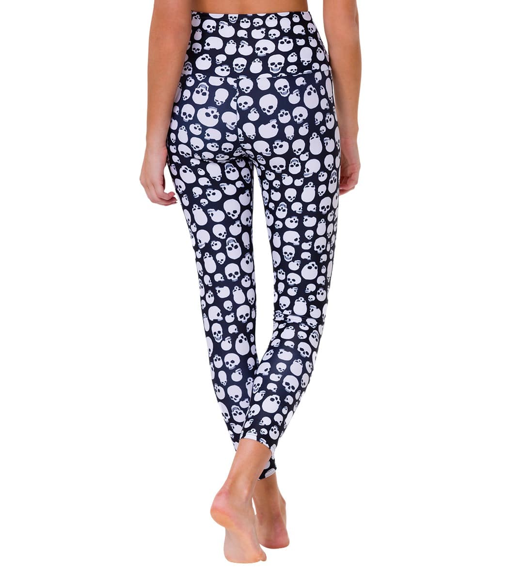 Onzie High Waisted Basic 7/8 Yoga Leggings Skulls