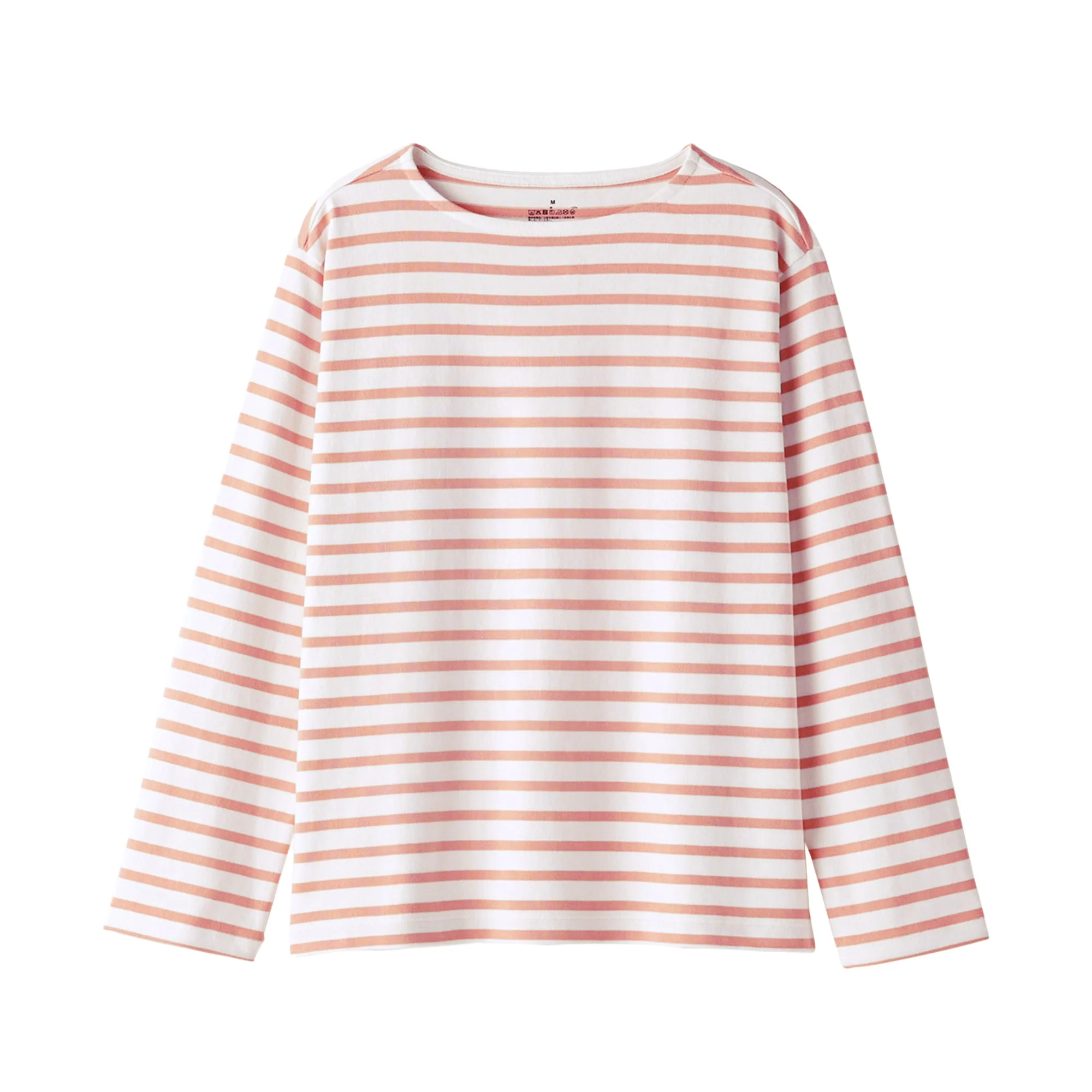 Women's Heavy Weight Boat Neck Long Sleeve Striped T-Shirt