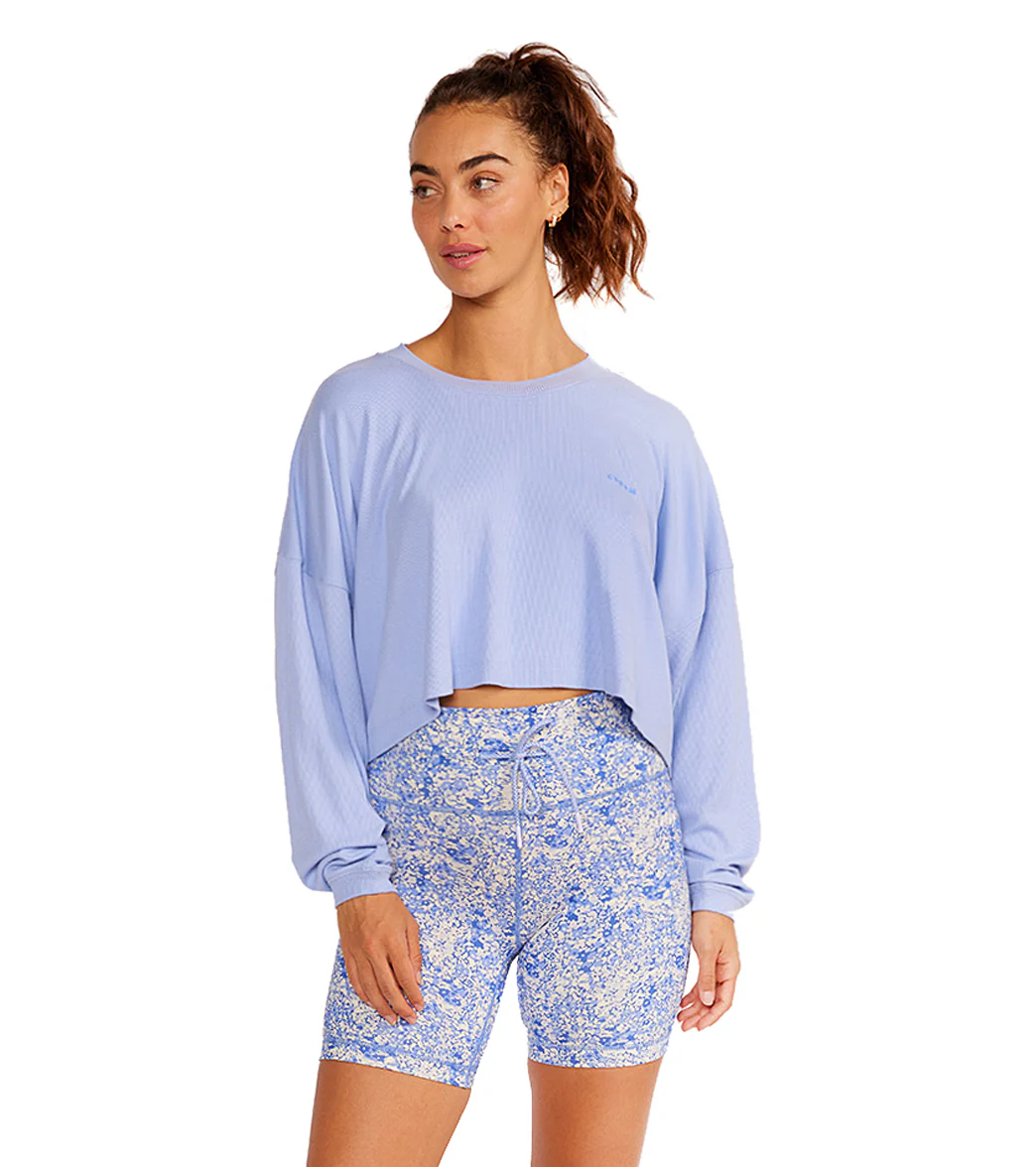 Cream Yoga Alexa Oversized LS Crop Top