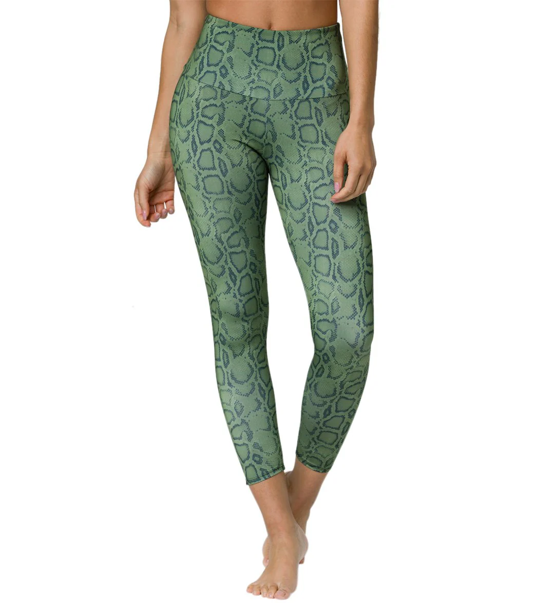 Onzie High Waisted Basic 7/8 Yoga Leggings Olive Cobra