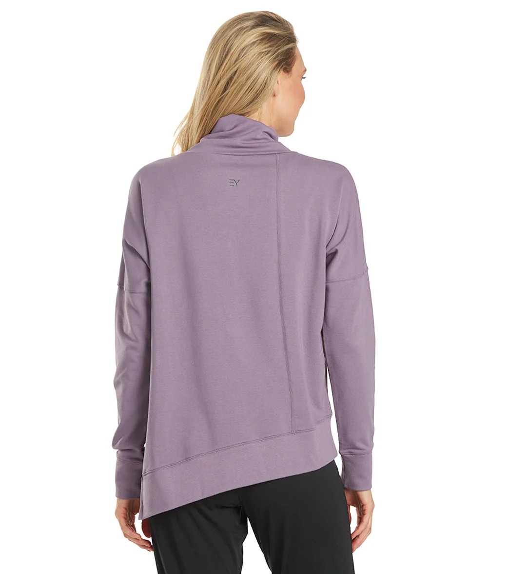 Everyday Yoga Shine Solid Roll Neck Asymmetric Sweatshirt