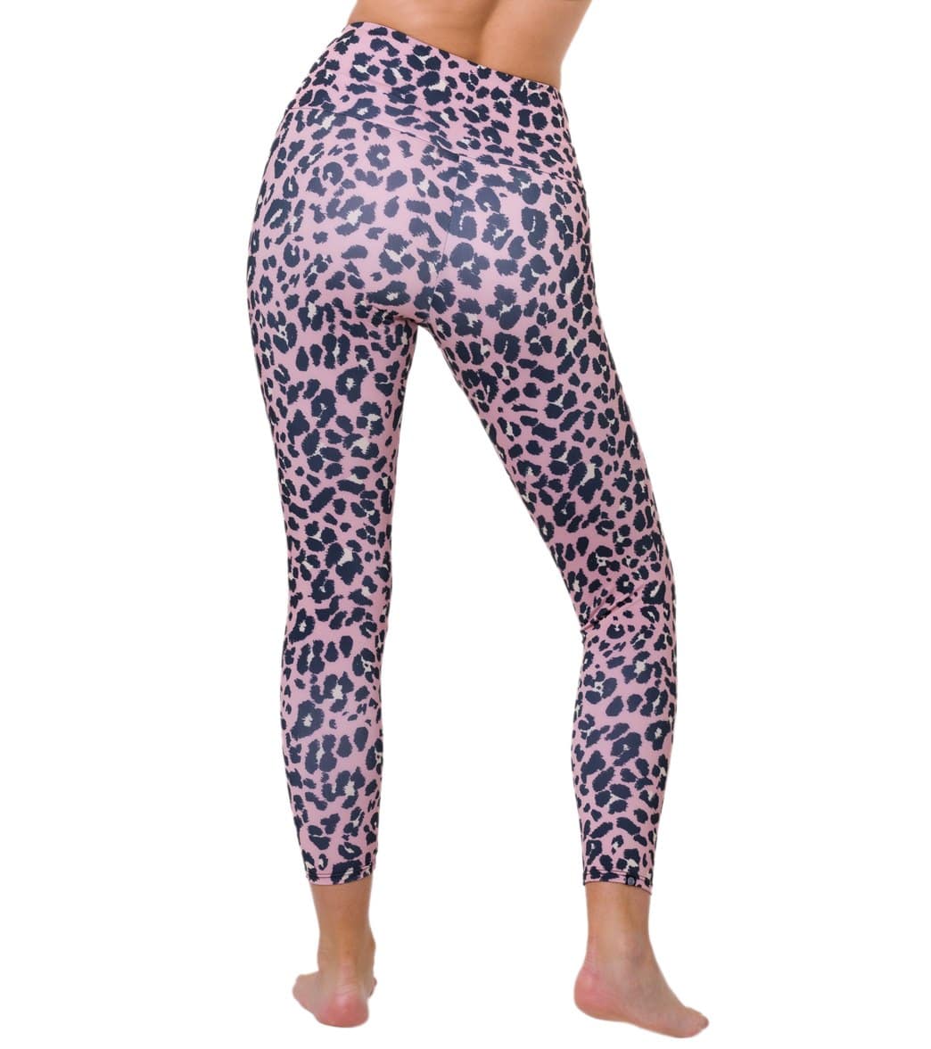 Onzie High Waisted Basic 7/8 Yoga Leggings Rose Leopard