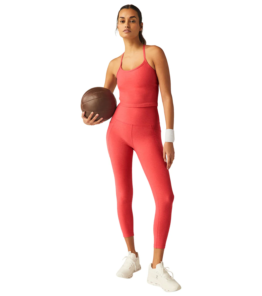Beyond Yoga Spacedye Slim Racerback Cropped Tank Coral Glow Heather