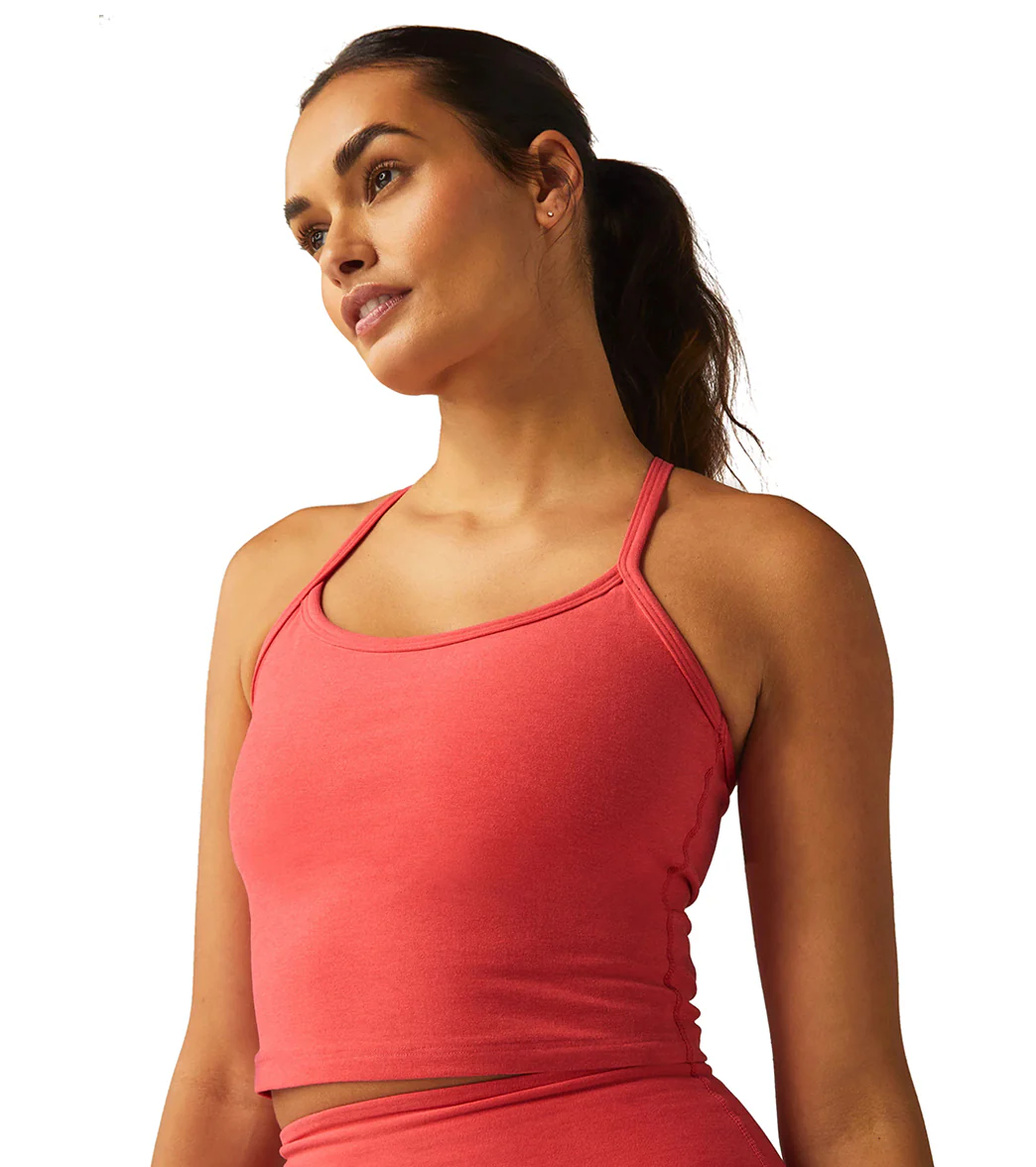 Beyond Yoga Spacedye Slim Racerback Cropped Tank Coral Glow Heather