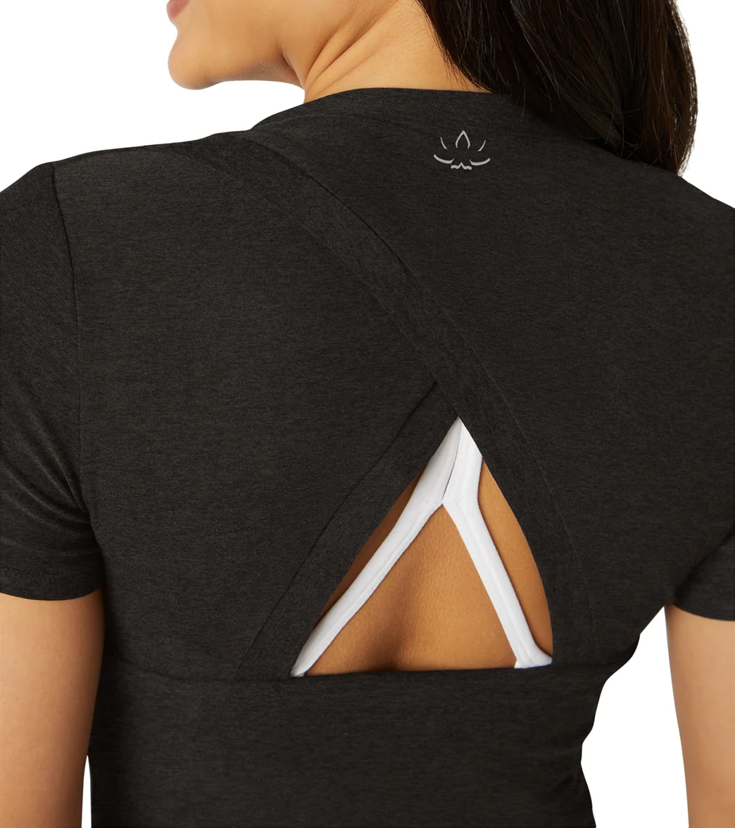 Beyond Yoga Featherweight Peekaboo Cropped Tee
