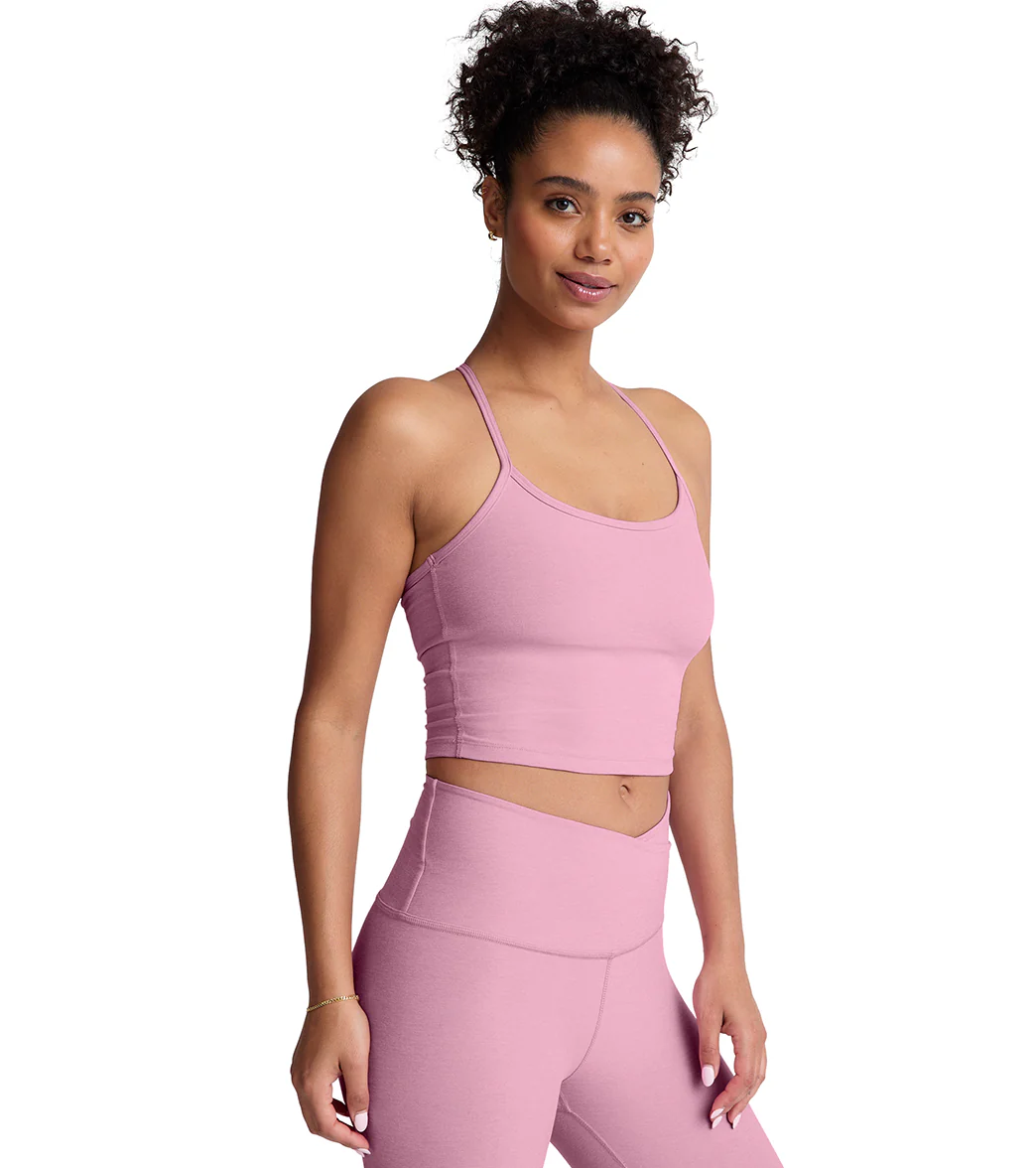 Beyond Yoga Spacedye Slim Racerback Cropped Tank Pink Haze Heather