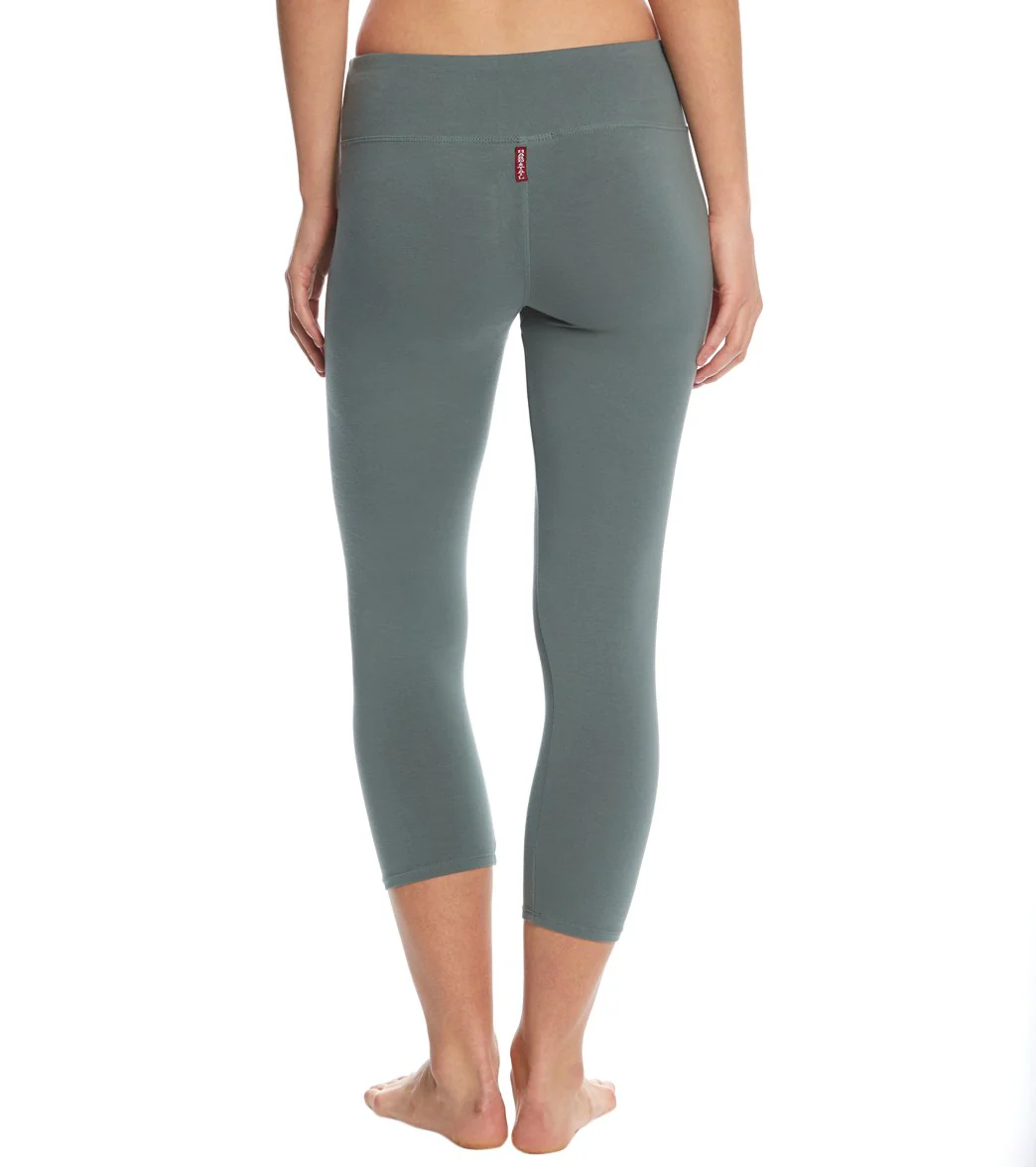Hard Tail Flat Waisted Cotton Yoga Capris