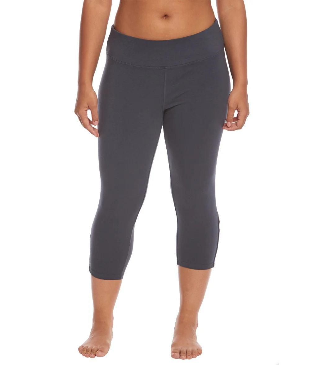 Hard Tail Plus Size Flat Waist Cage Cotton Yoga Capris