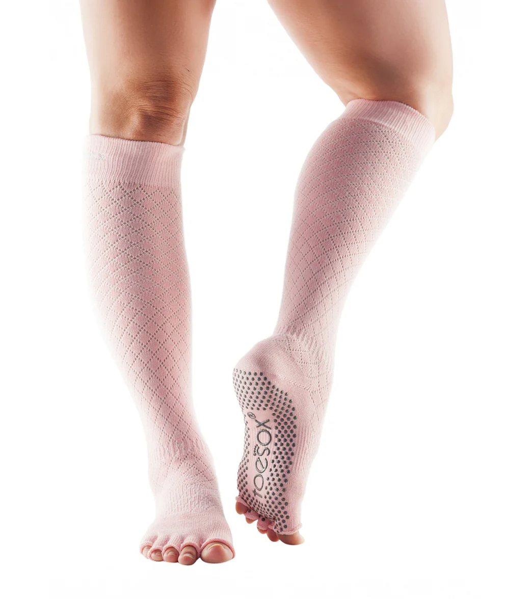 Toesox Knee High Scrunch Half-Toe Yoga Grip Socks