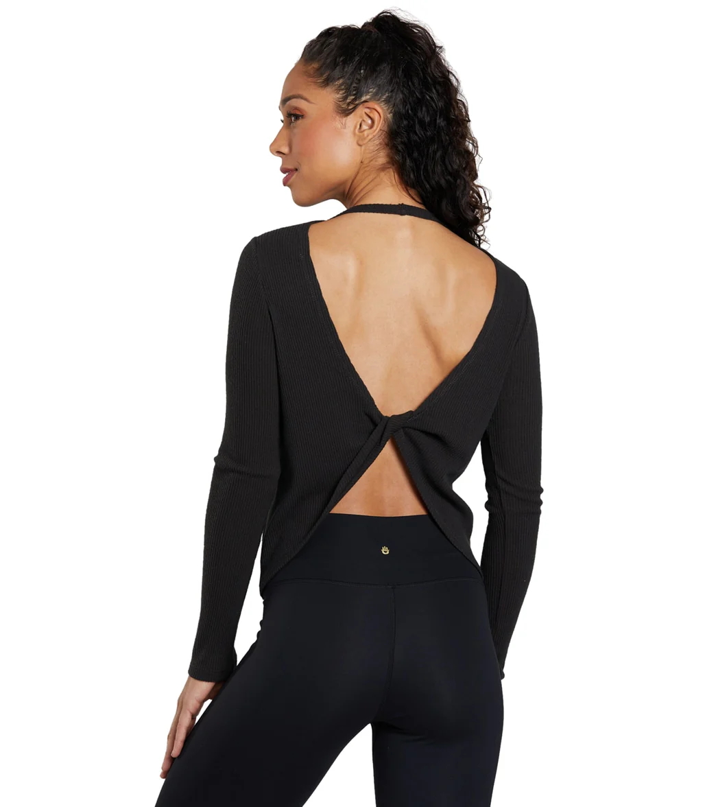 Spiritual Gangster Twist Long Sleeve Ballet Rib Top