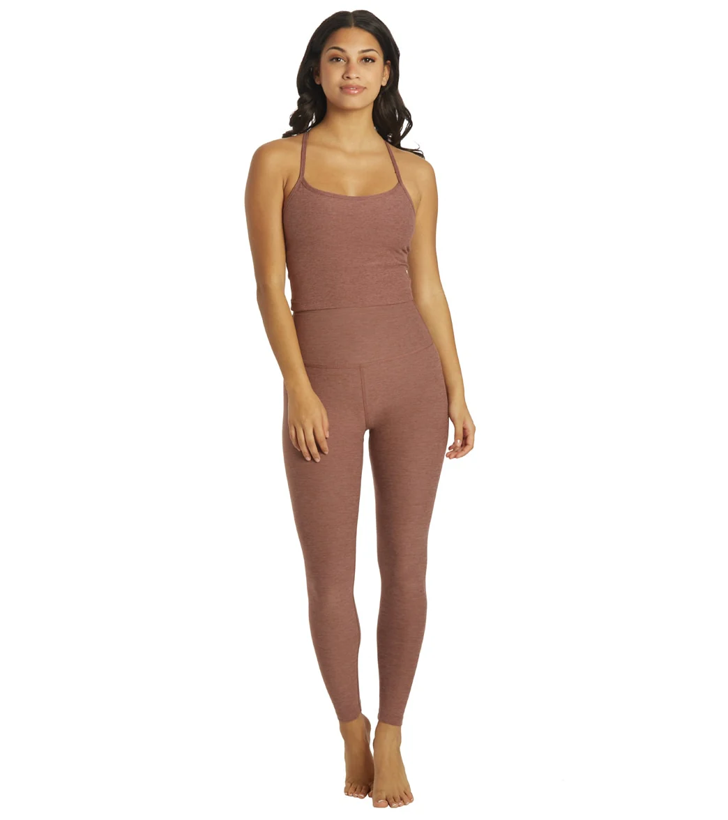 Beyond Yoga Spacedye Slim Racerback Cropped Tank Sienna Brown Heather
