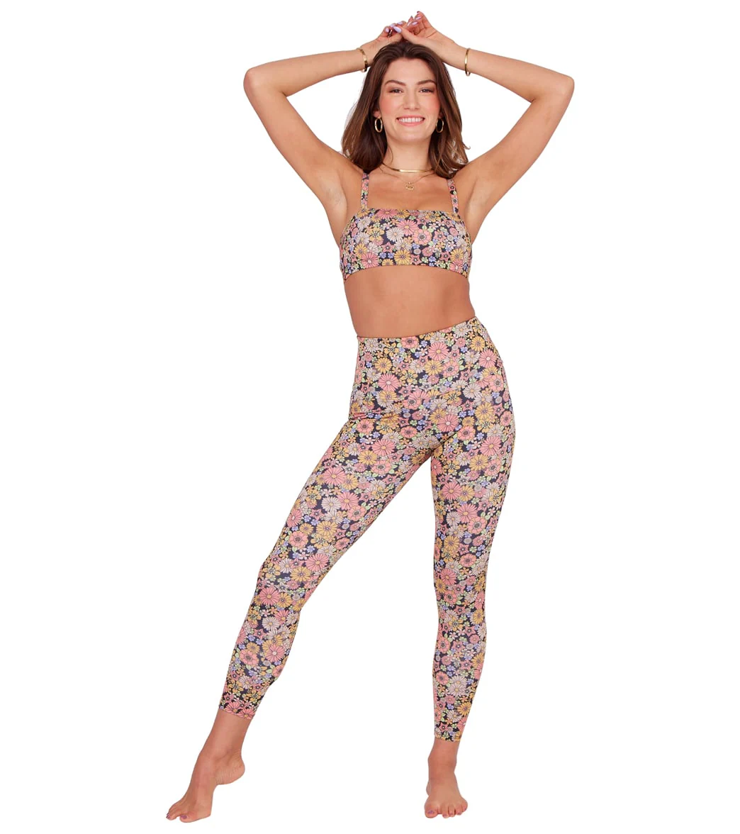 Onzie High Waisted Basic 7/8 Yoga Leggings Retro Floral