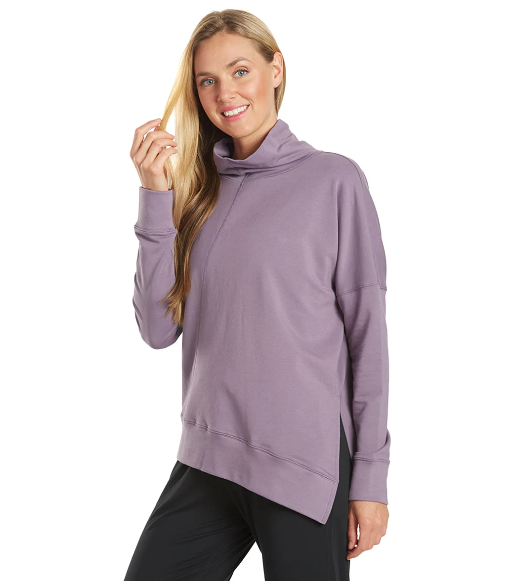 Everyday Yoga Shine Solid Roll Neck Asymmetric Sweatshirt