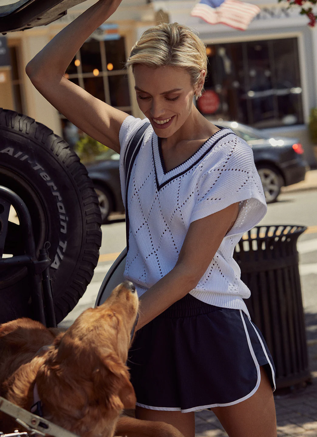 Varley Beaton Diamond Knit Top