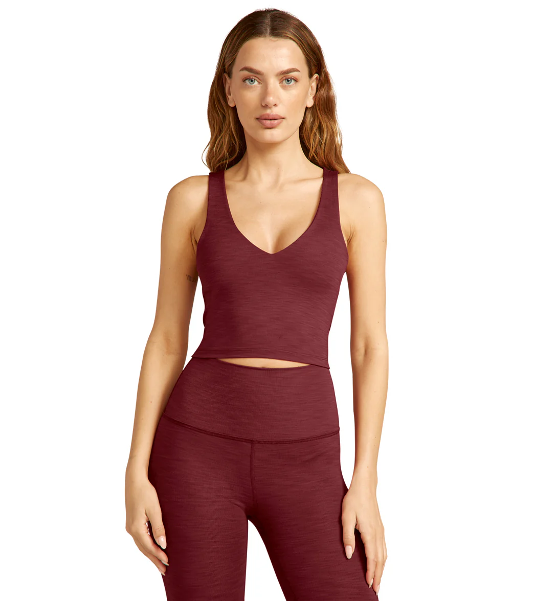 Beyond Yoga Heather Rib Fresh Cut Cropped Tank