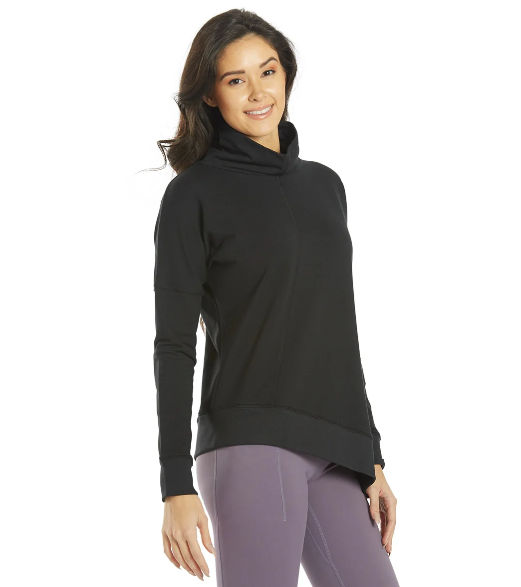 Everyday Yoga Shine Solid Roll Neck Asymmetric Sweatshirt