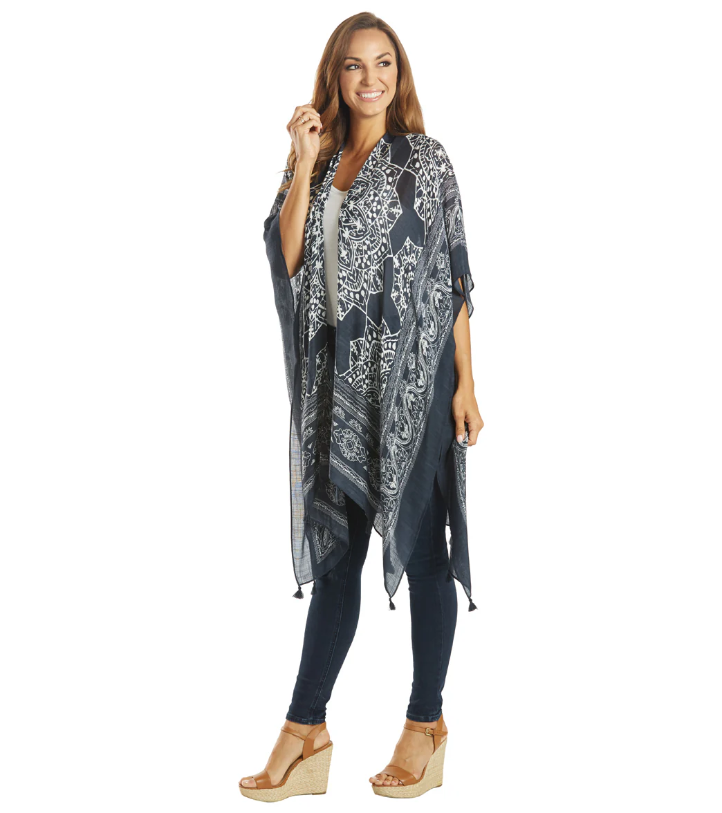 Yak & Yeti Kimono Wrap Mantra Floral With Tassels