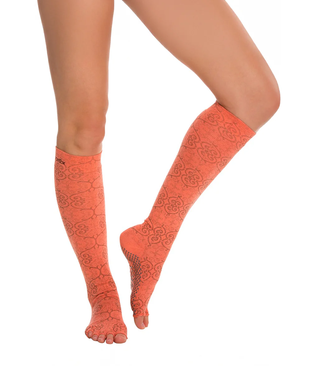 Toesox Knee High Scrunch Half-Toe Yoga Grip Socks