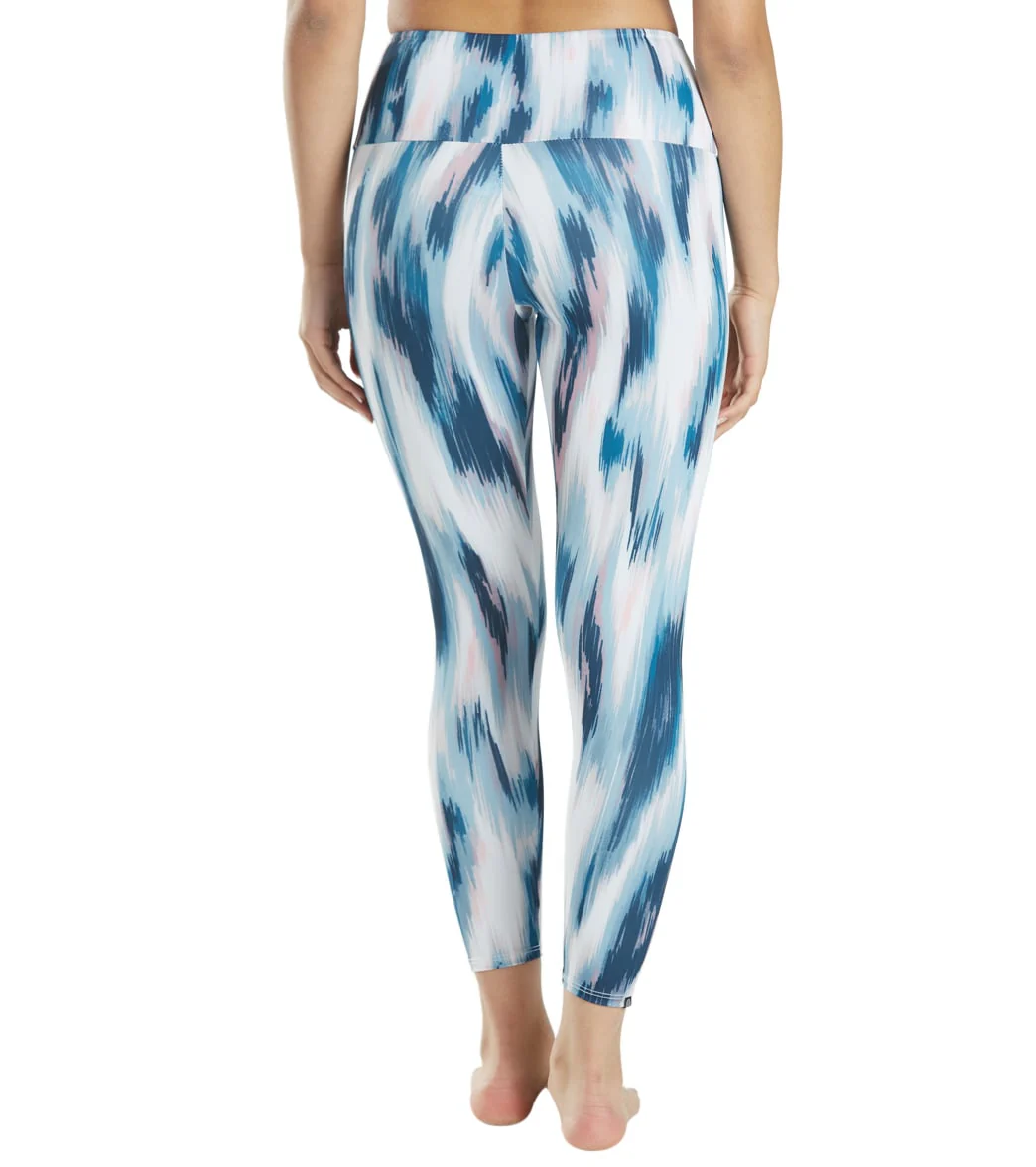 Onzie High Waisted Basic 7/8 Yoga Leggings Indigo Ikat
