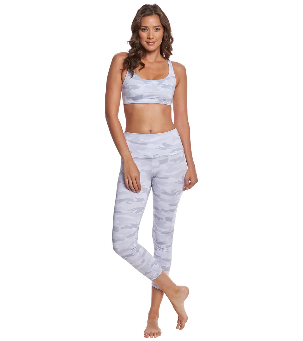 Onzie High Waisted Basic 7/8 Yoga Leggings Gray Camo