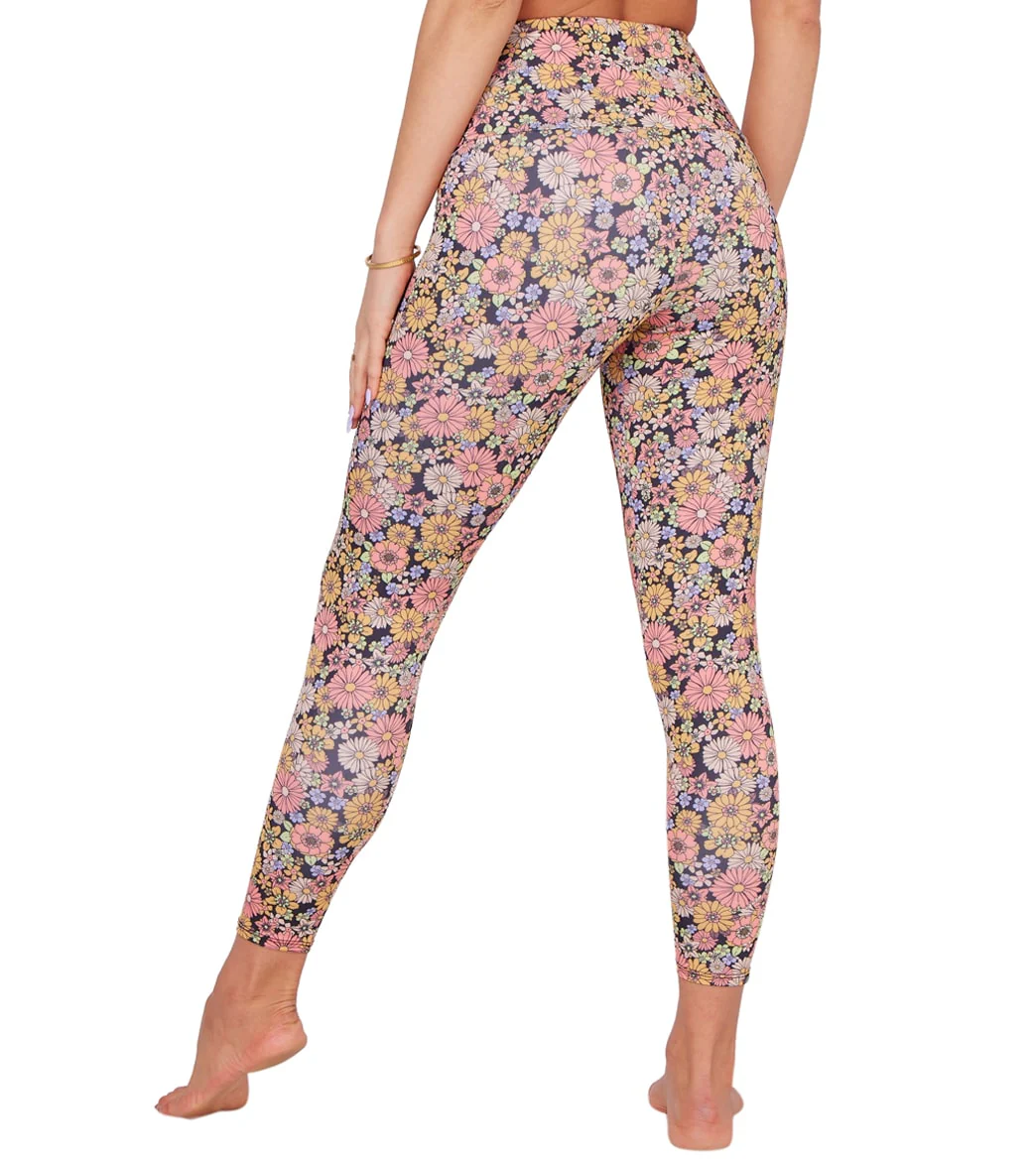 Onzie High Waisted Basic 7/8 Yoga Leggings Retro Floral