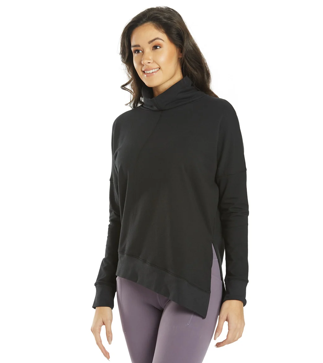 Everyday Yoga Shine Solid Roll Neck Asymmetric Sweatshirt