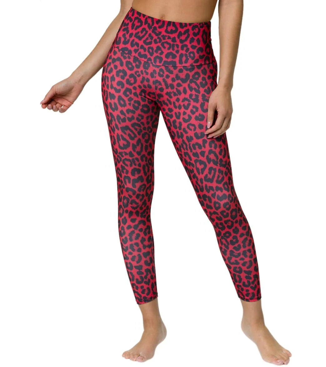 Onzie High Waisted Basic 7/8 Yoga Leggings Red Leopard