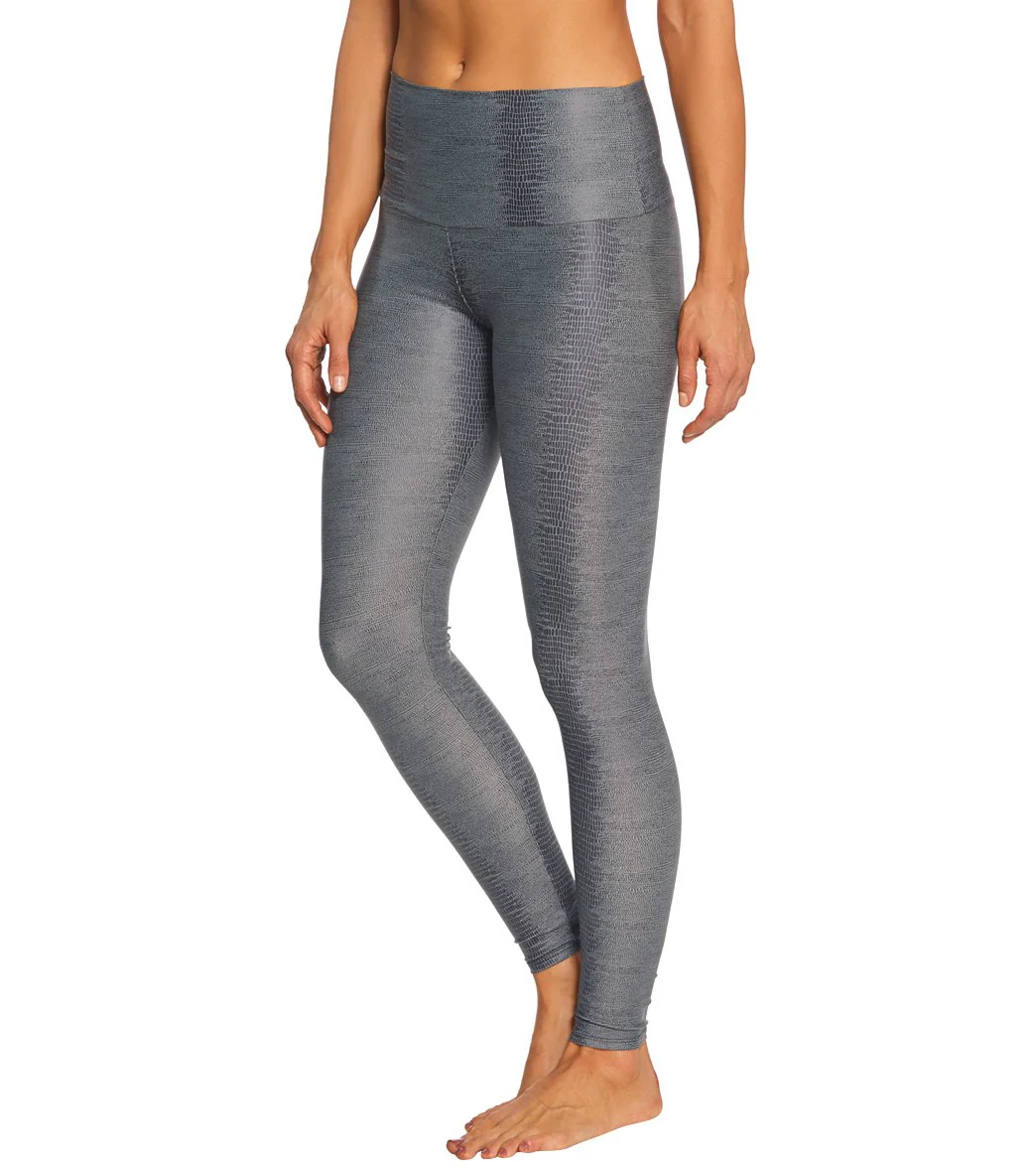 Onzie High Waisted Yoga Leggings Charcoal Snake